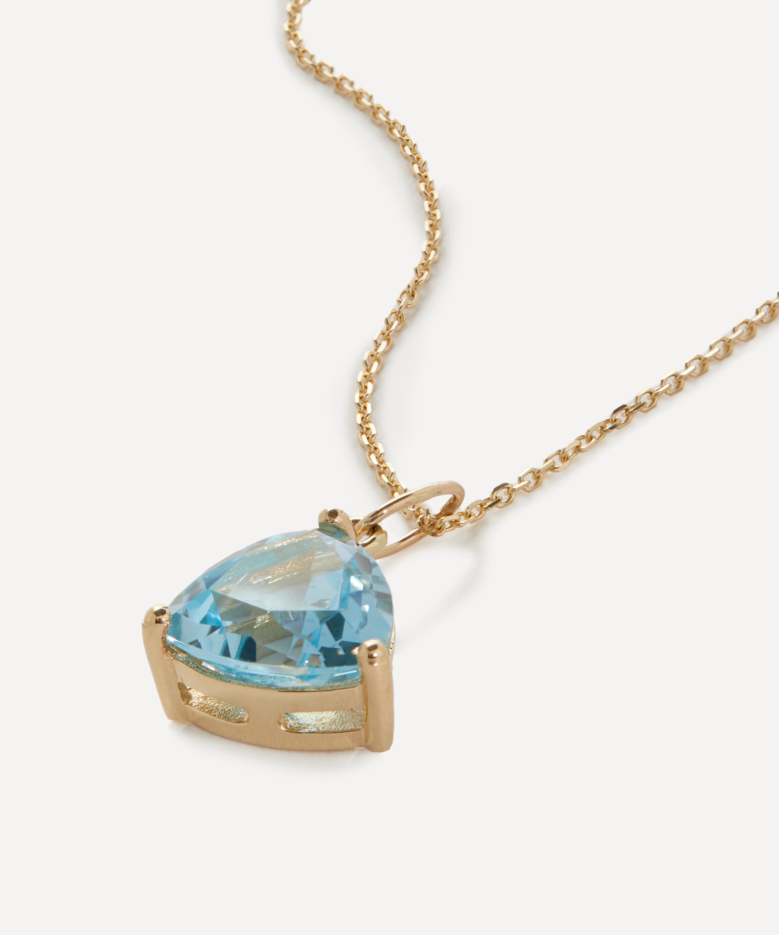 Mateo - 14ct Gold Blue Topaz Trillion Pendant Necklace