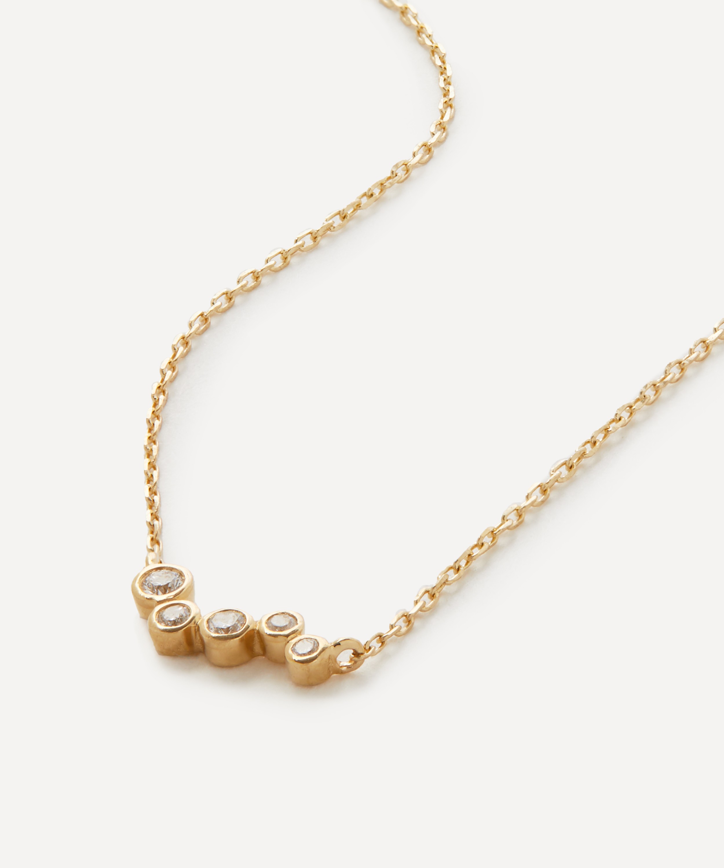 Mateo - 14ct Gold Mini Diamond Bezel Wave Pendant Necklace image number 0
