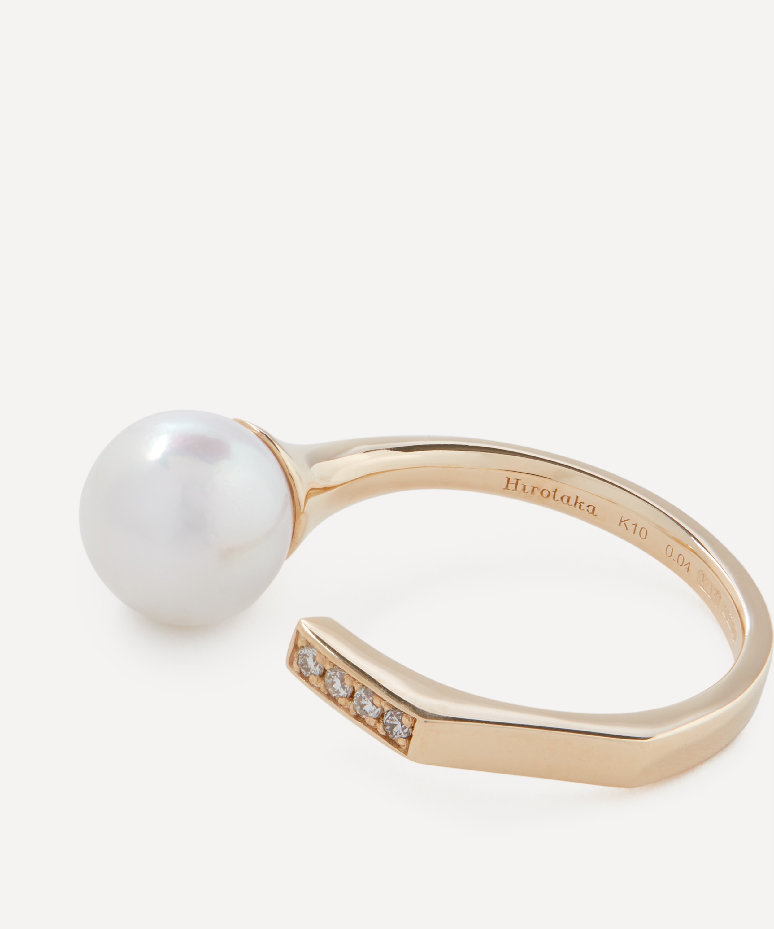 Hirotaka 10ct Gold Manhattan Pearl Diamond Cuff Ring | Liberty