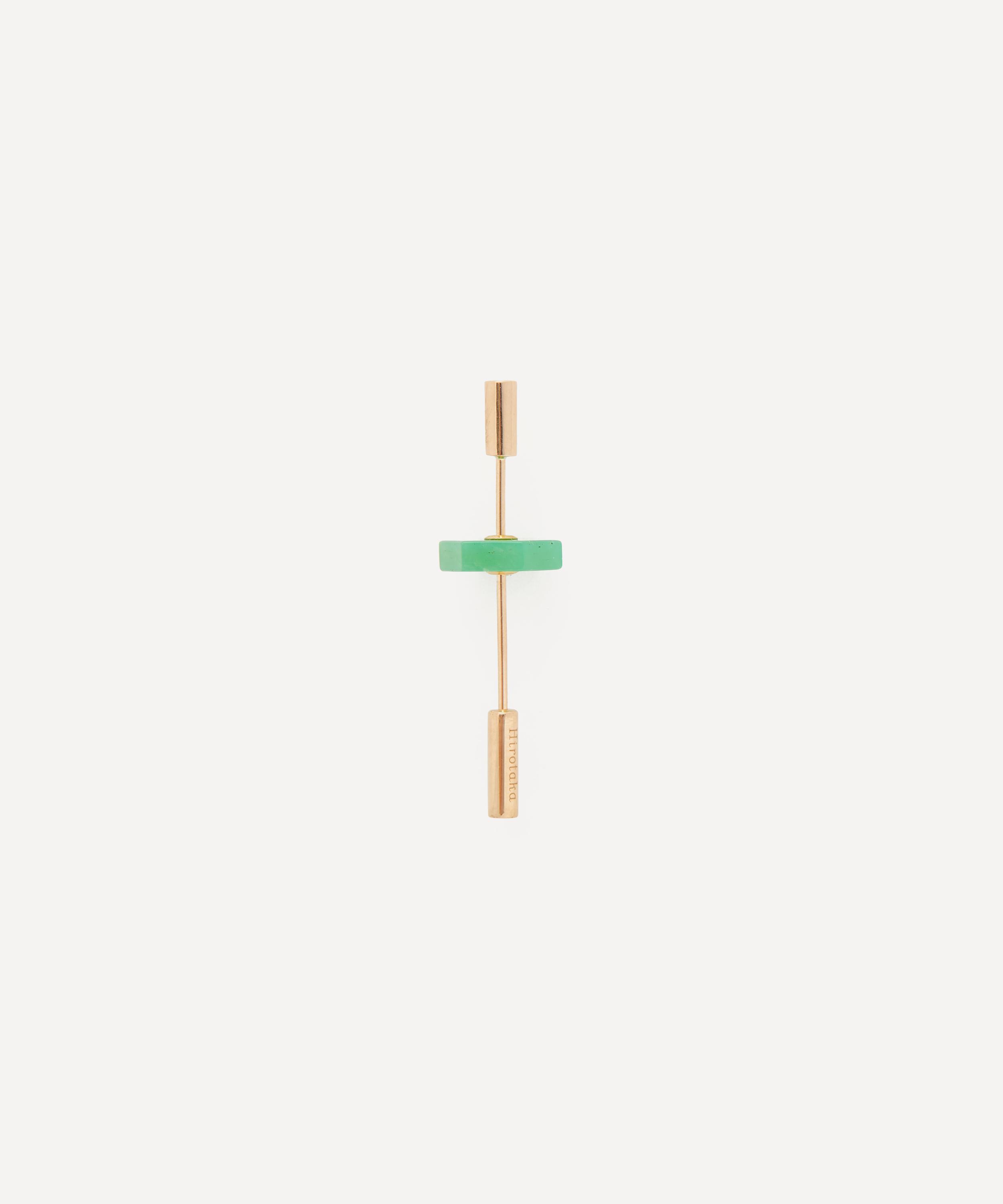 Hirotaka - 10ct Gold Short Spear Chrysoprase Barbell Earring image number 0