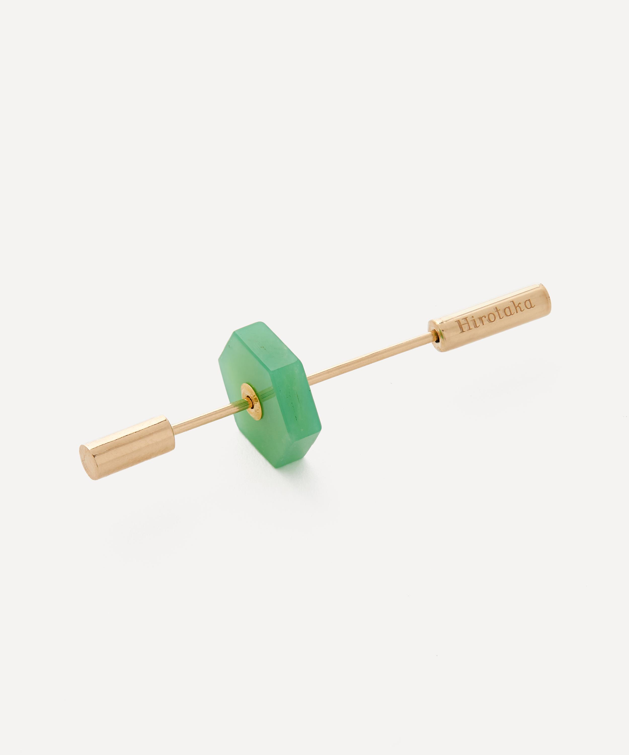 Hirotaka - 10ct Gold Short Spear Chrysoprase Barbell Earring image number 1