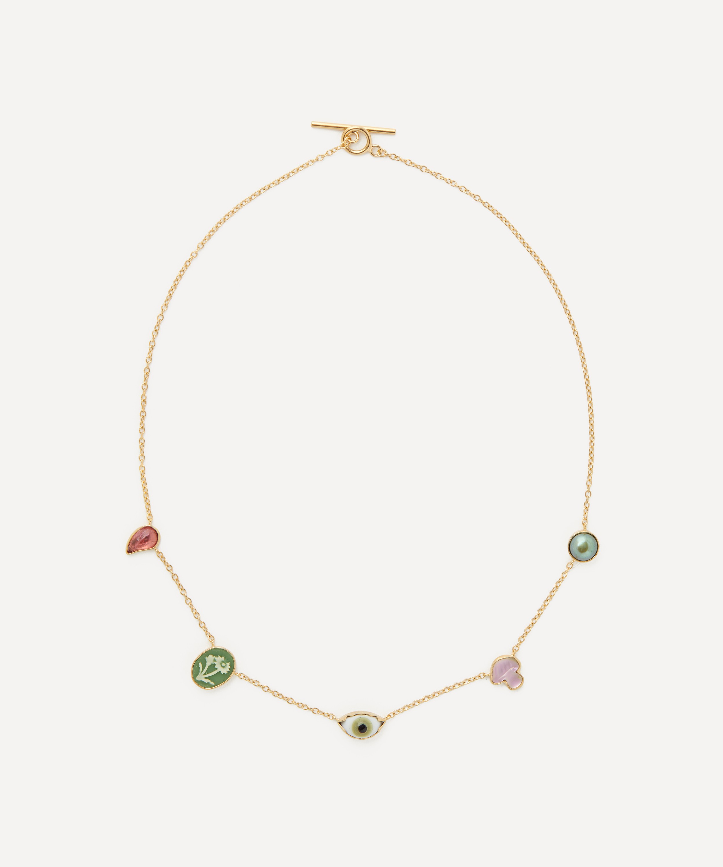 Grainne Morton - Gold-Plated Five Mini Charm Necklace image number 0
