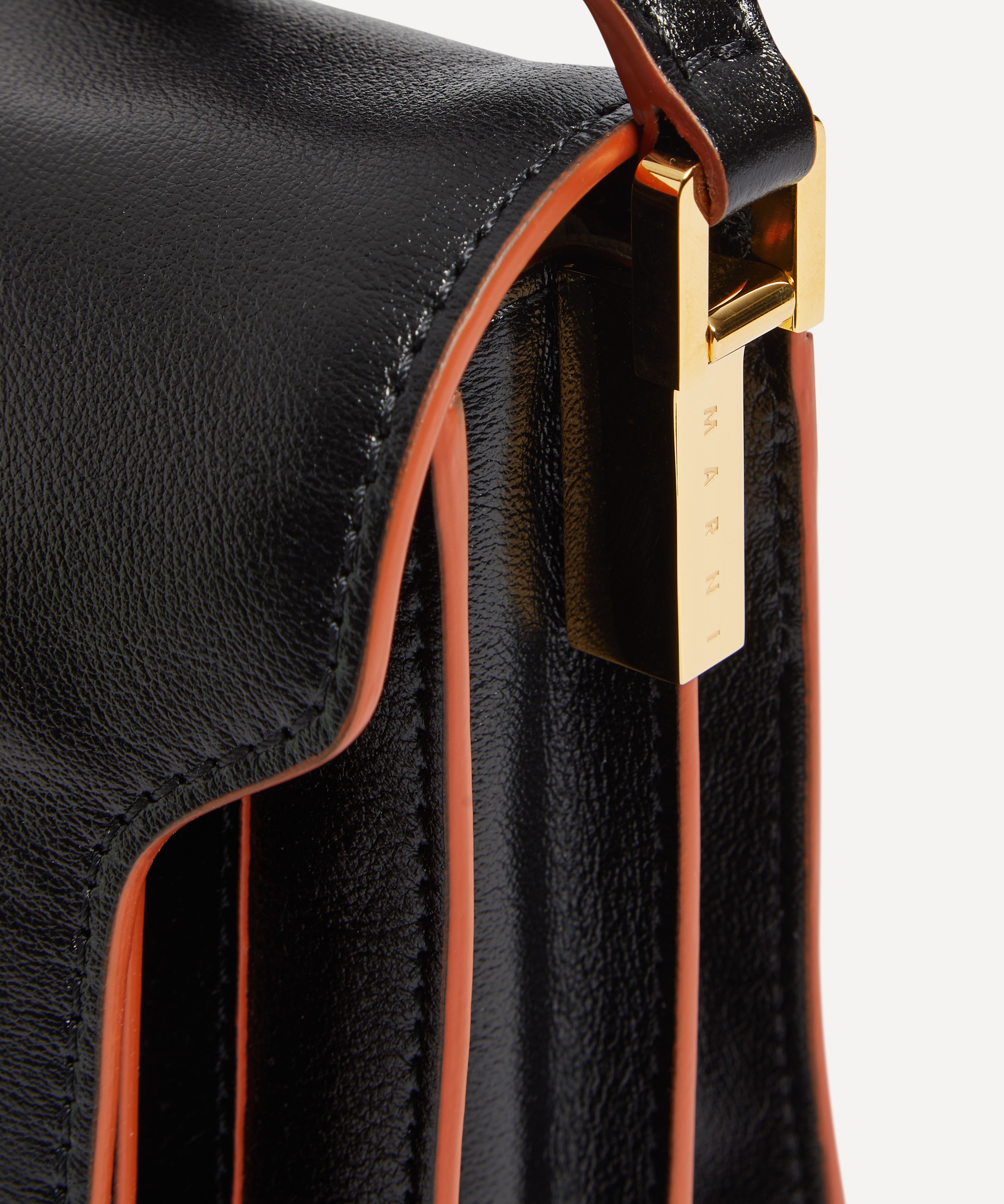 Trunk Soft Medium Leather Shoulder Bag in Black - Marni