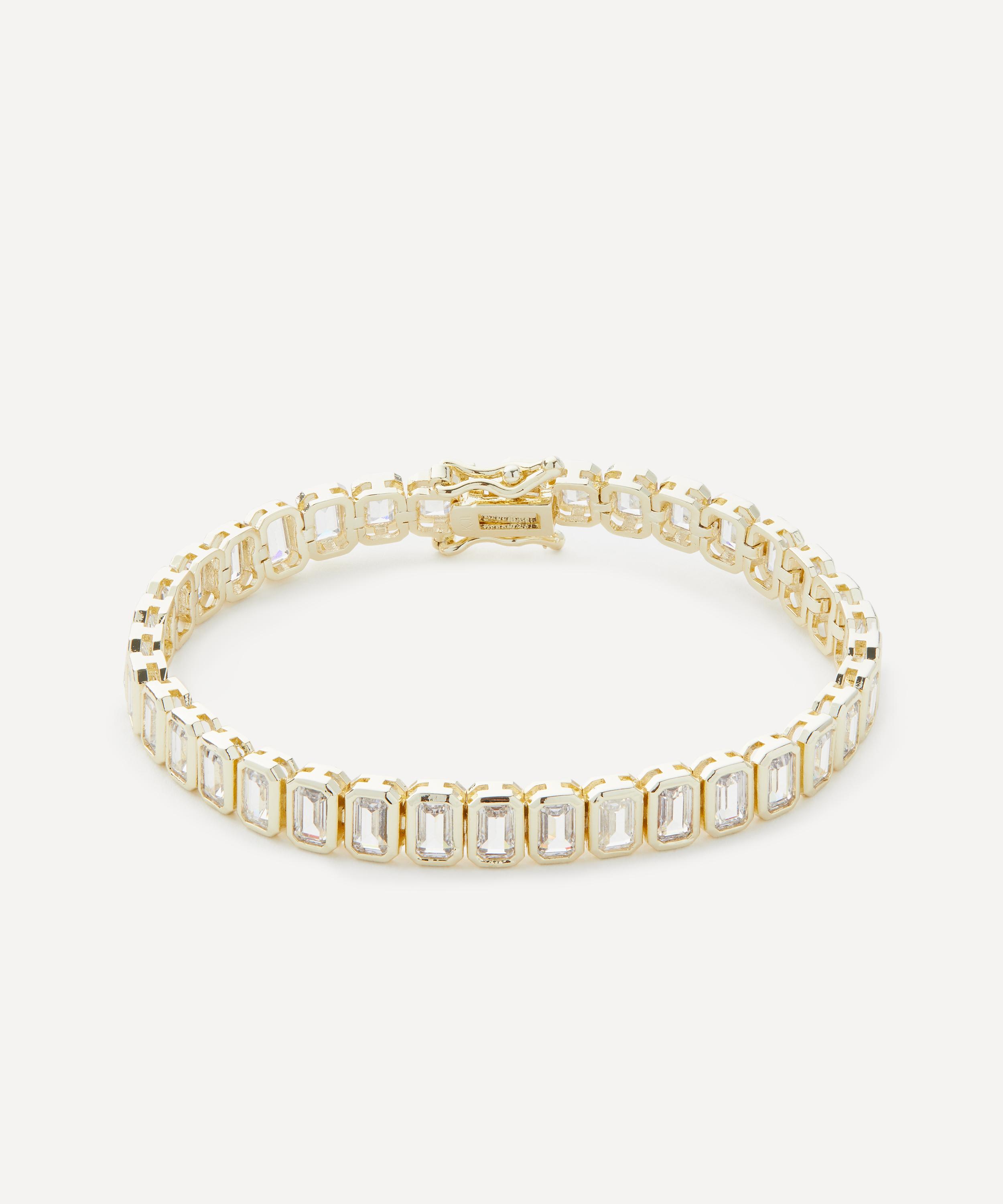 CZ by Kenneth Jay Lane - 10ct Gold-Plated Emerald Cut Cubic Zirconia Tennis Bracelet image number 0