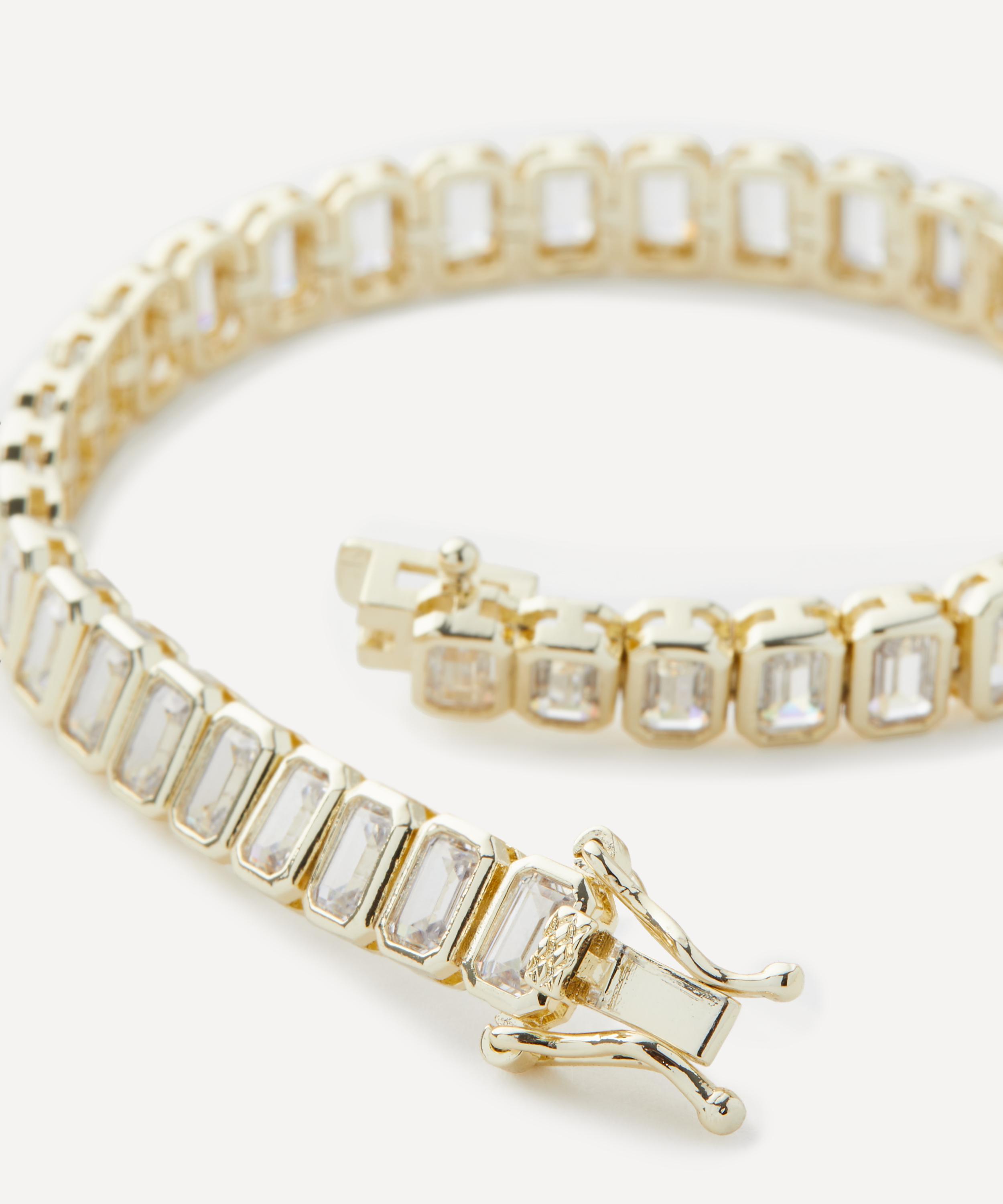 CZ by Kenneth Jay Lane - 10ct Gold-Plated Emerald Cut Cubic Zirconia Tennis Bracelet image number 2