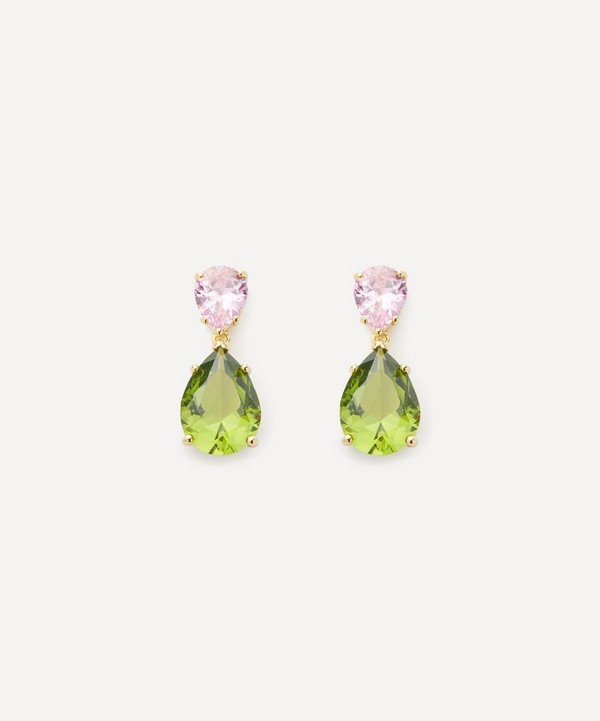CZ by Kenneth Jay Lane - 10ct Gold-Plated Pego Pear Cubic Zirconia Double Classic Drop Earrings