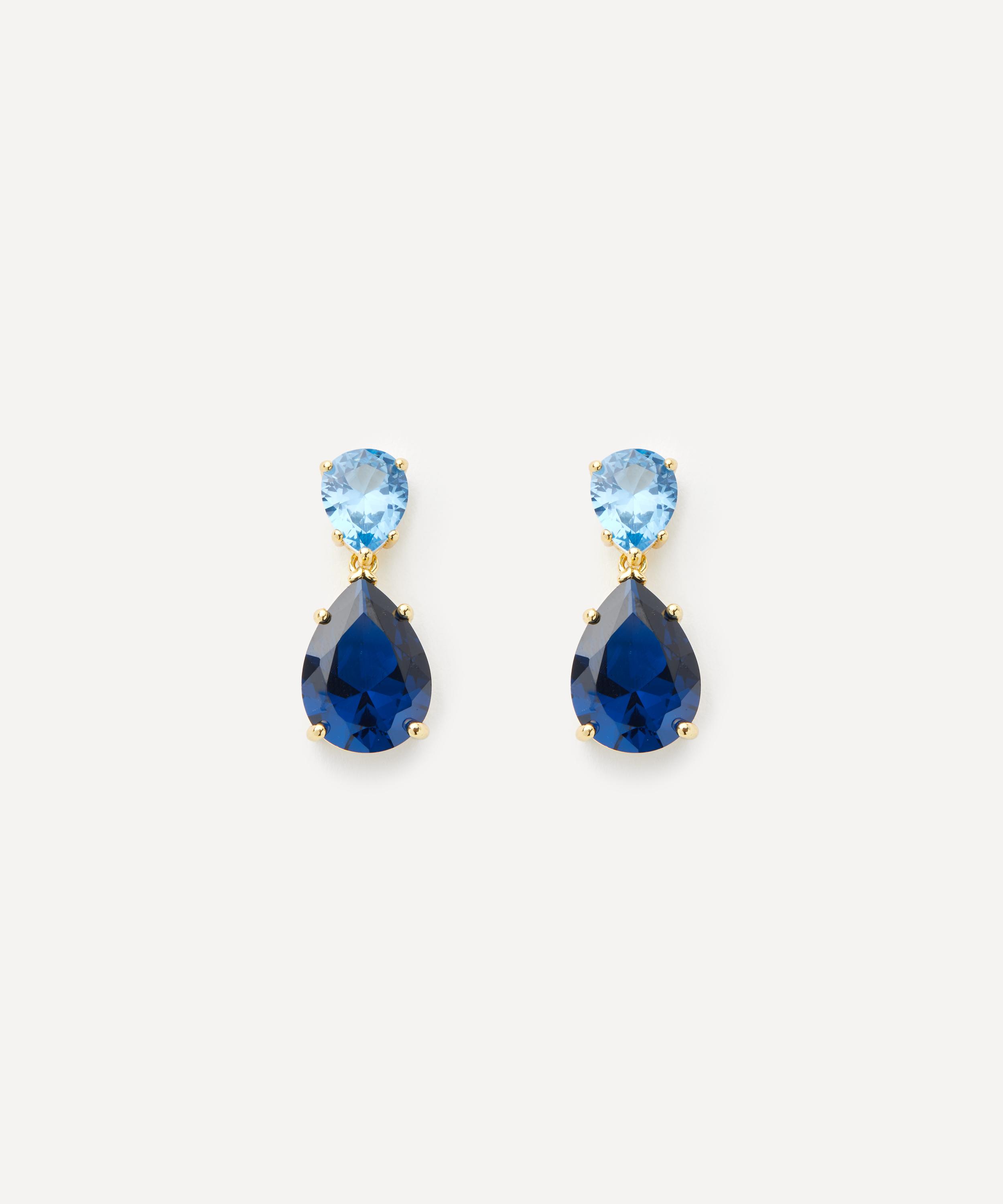 CZ by Kenneth Jay Lane - 18ct Gold-Plated Small Double Teardrop Earrings image number 0