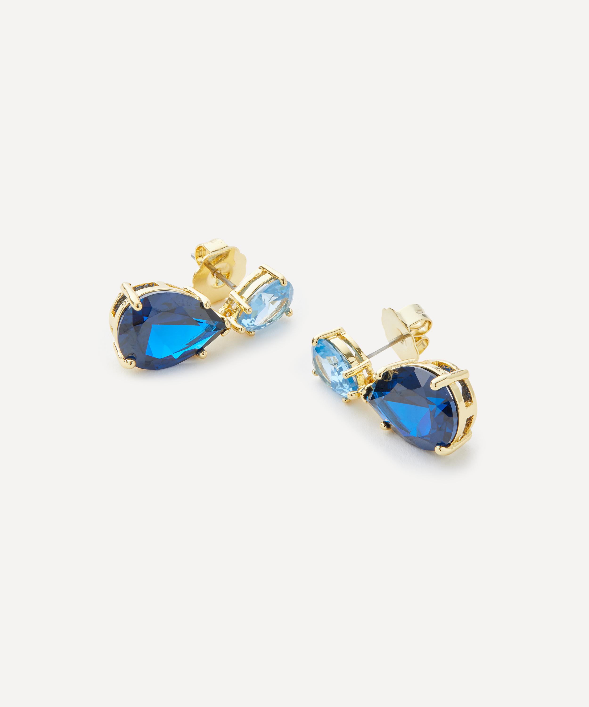 CZ by Kenneth Jay Lane - 18ct Gold-Plated Small Double Teardrop Earrings image number 1