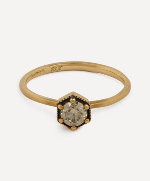 Satomi Kawakita - 18ct Gold 4.5mm Brown Diamond Hexagon Ring image number 0