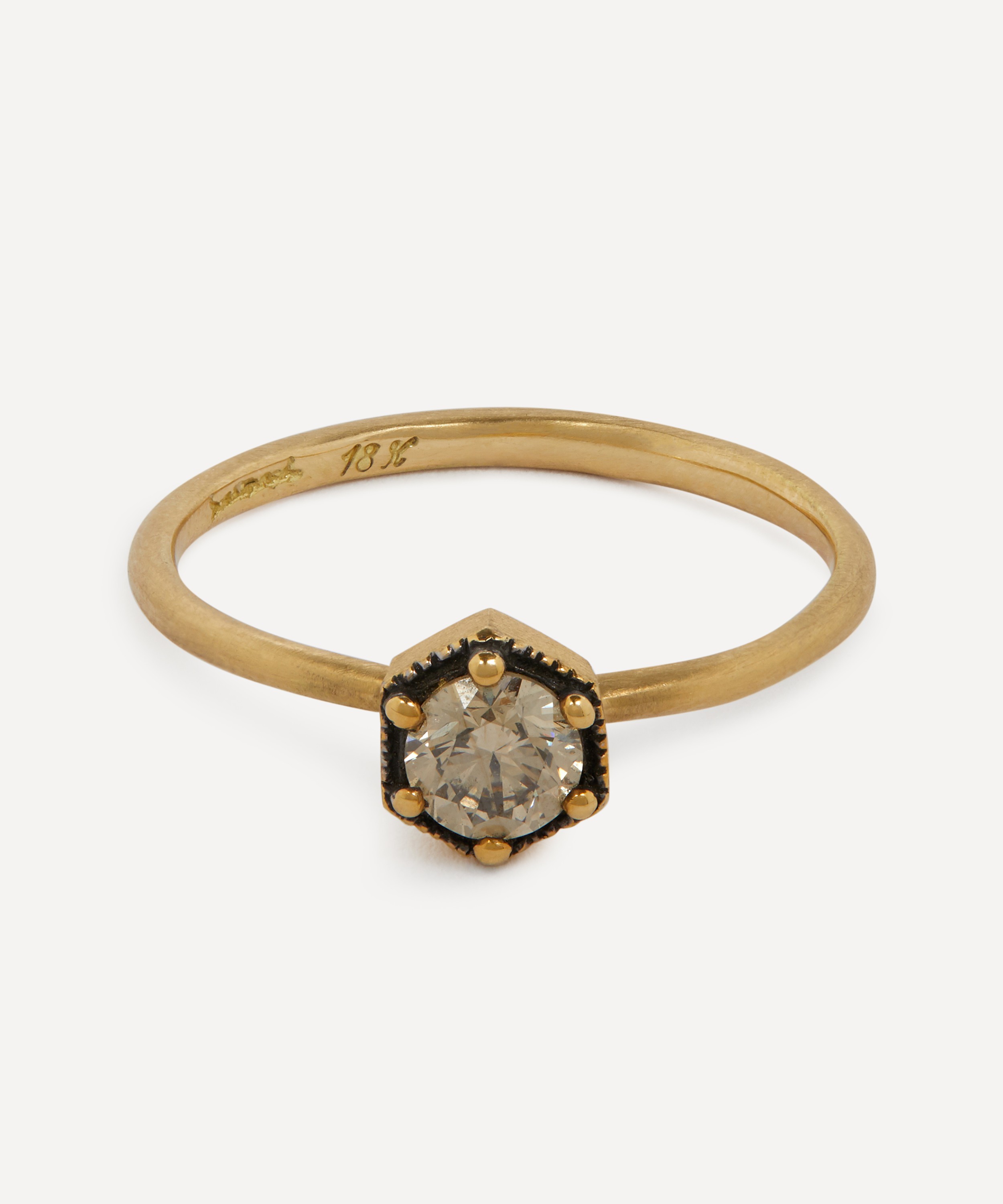 Satomi Kawakita - 18ct Gold 4.5mm Brown Diamond Hexagon Ring image number 0
