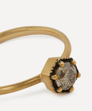 Satomi Kawakita - 18ct Gold 4.5mm Brown Diamond Hexagon Ring image number 3