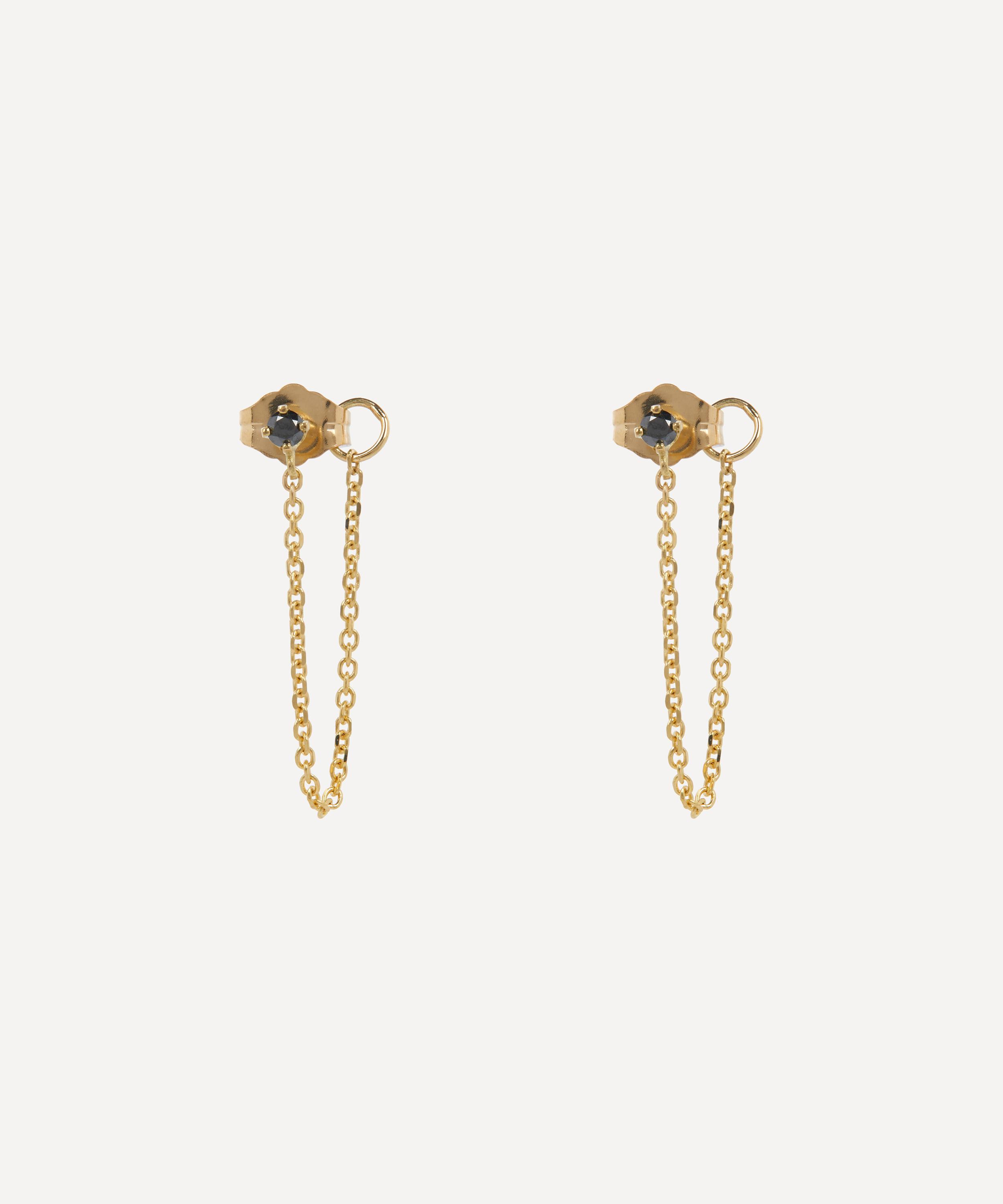 Satomi Kawakita - 18ct Gold Black Diamond Sprinkle Stud Earrings image number 