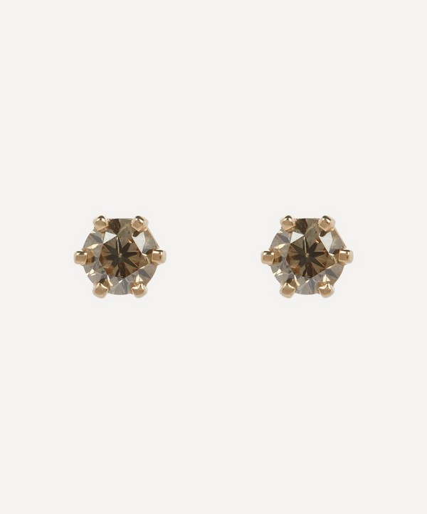 Satomi Kawakita - 14ct Gold 3.5mm Brown Diamond Stud Earrings