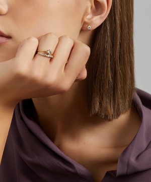 Satomi Kawakita - 14ct Gold 4mm White Diamond Stud Earrings image number 1