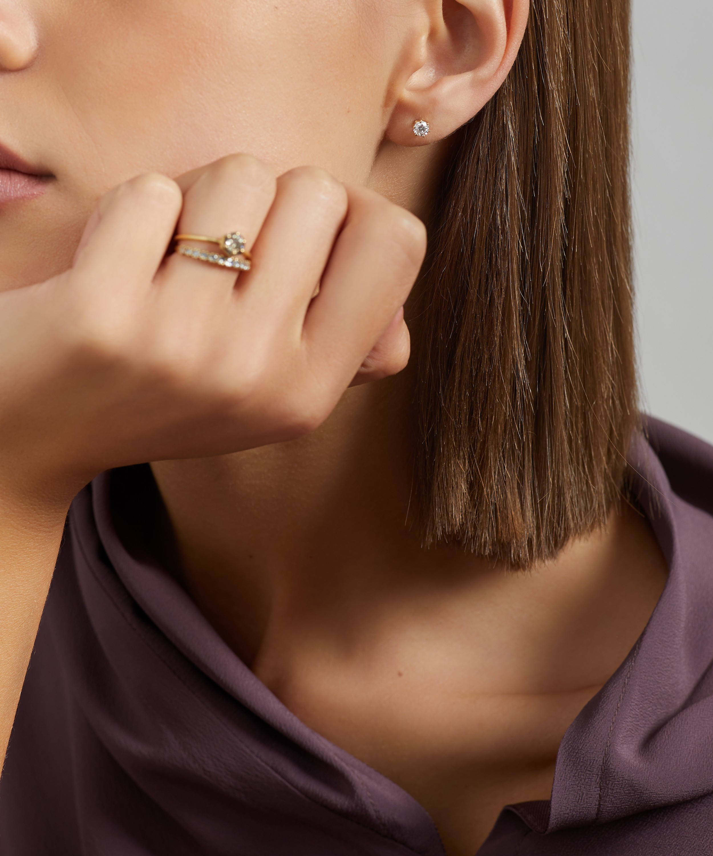 Satomi Kawakita - 14ct Gold 4mm White Diamond Stud Earrings image number 1