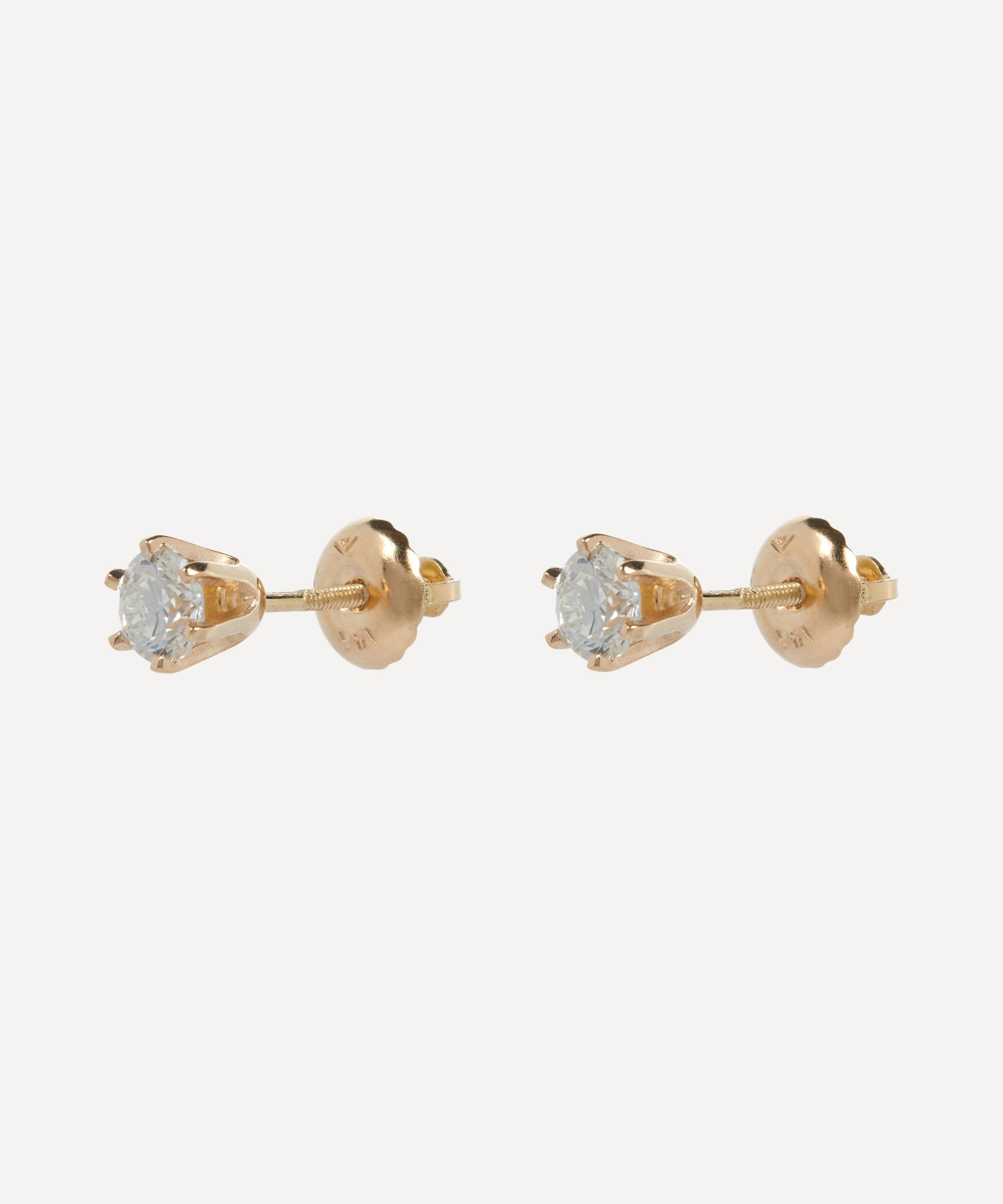 Satomi Kawakita - 14ct Gold 4mm White Diamond Stud Earrings image number 2