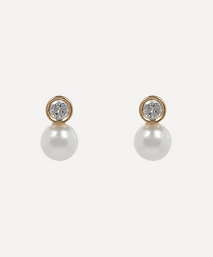 Satomi Kawakita - 14ct Gold Mixed Media Pearl and White Diamond Stud Earrings image number 0