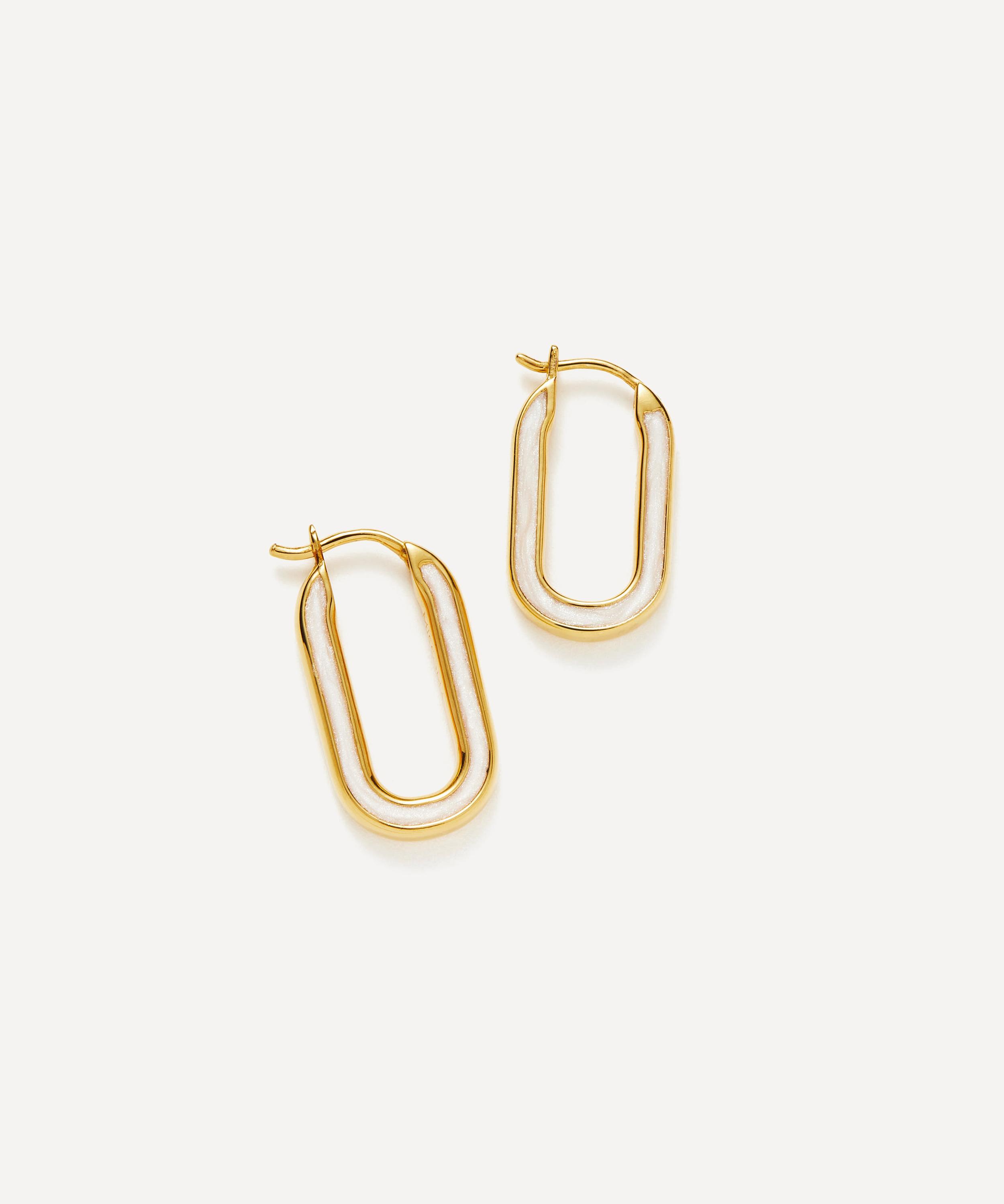 Missoma - 18ct Gold-Plated Vermeil Silver Enamel Haze Small Ovate Hoop Earrings image number 0