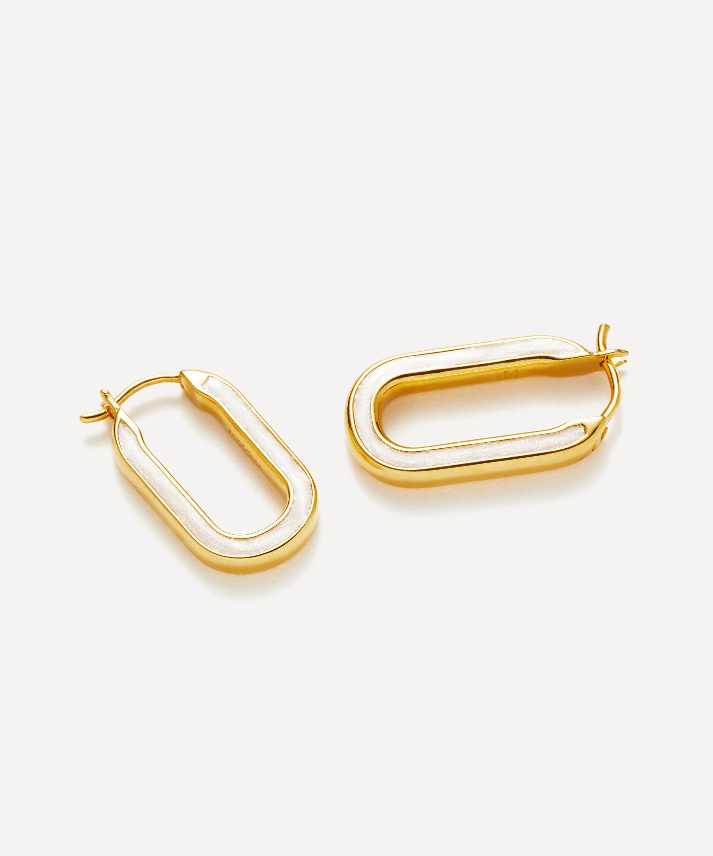 Missoma - 18ct Gold-Plated Vermeil Silver Enamel Haze Small Ovate Hoop Earrings image number 3