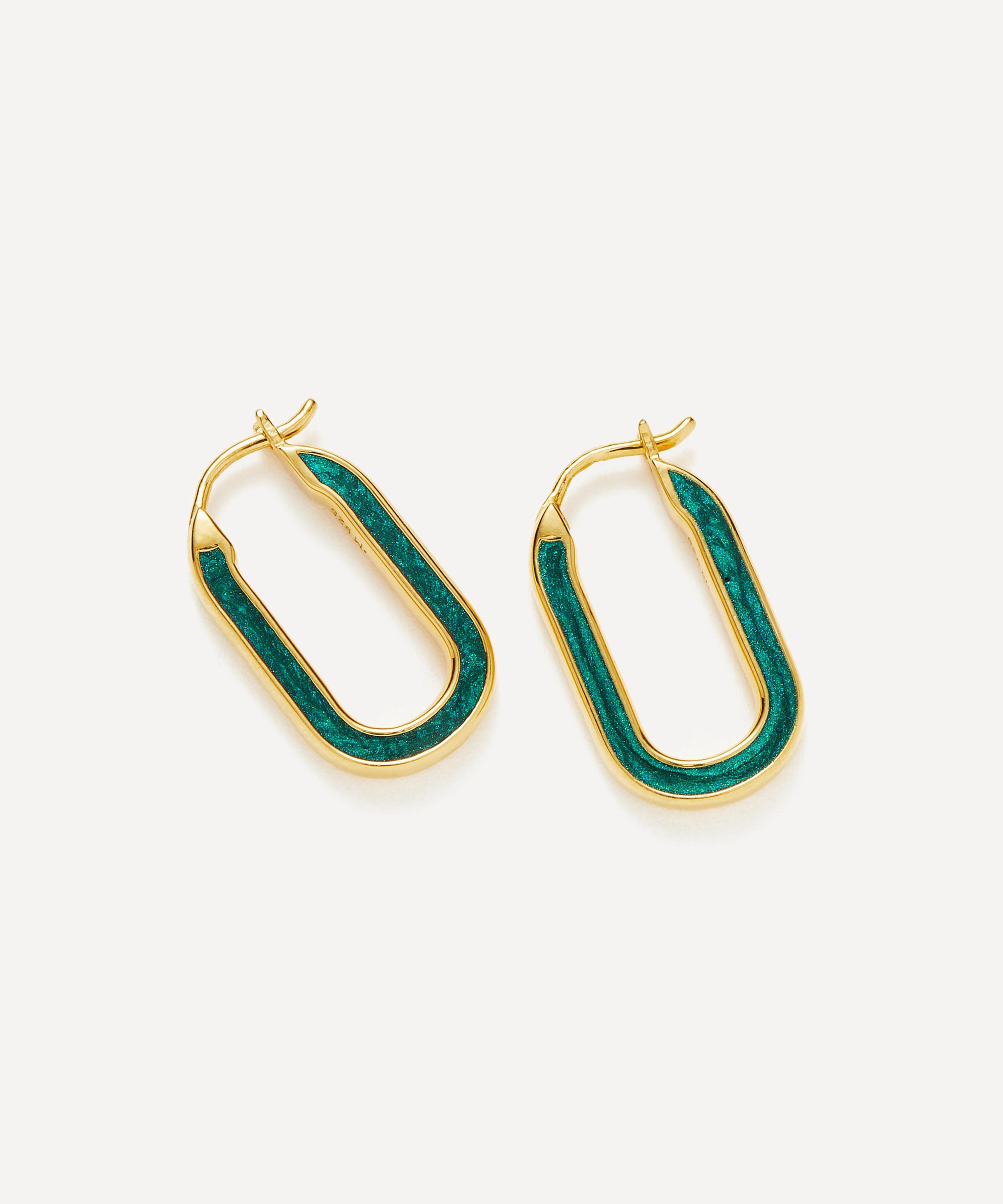 Missoma - 18ct Gold-Plated Vermeil Silver Enamel Haze Small Ovate Hoop Earrings image number 0