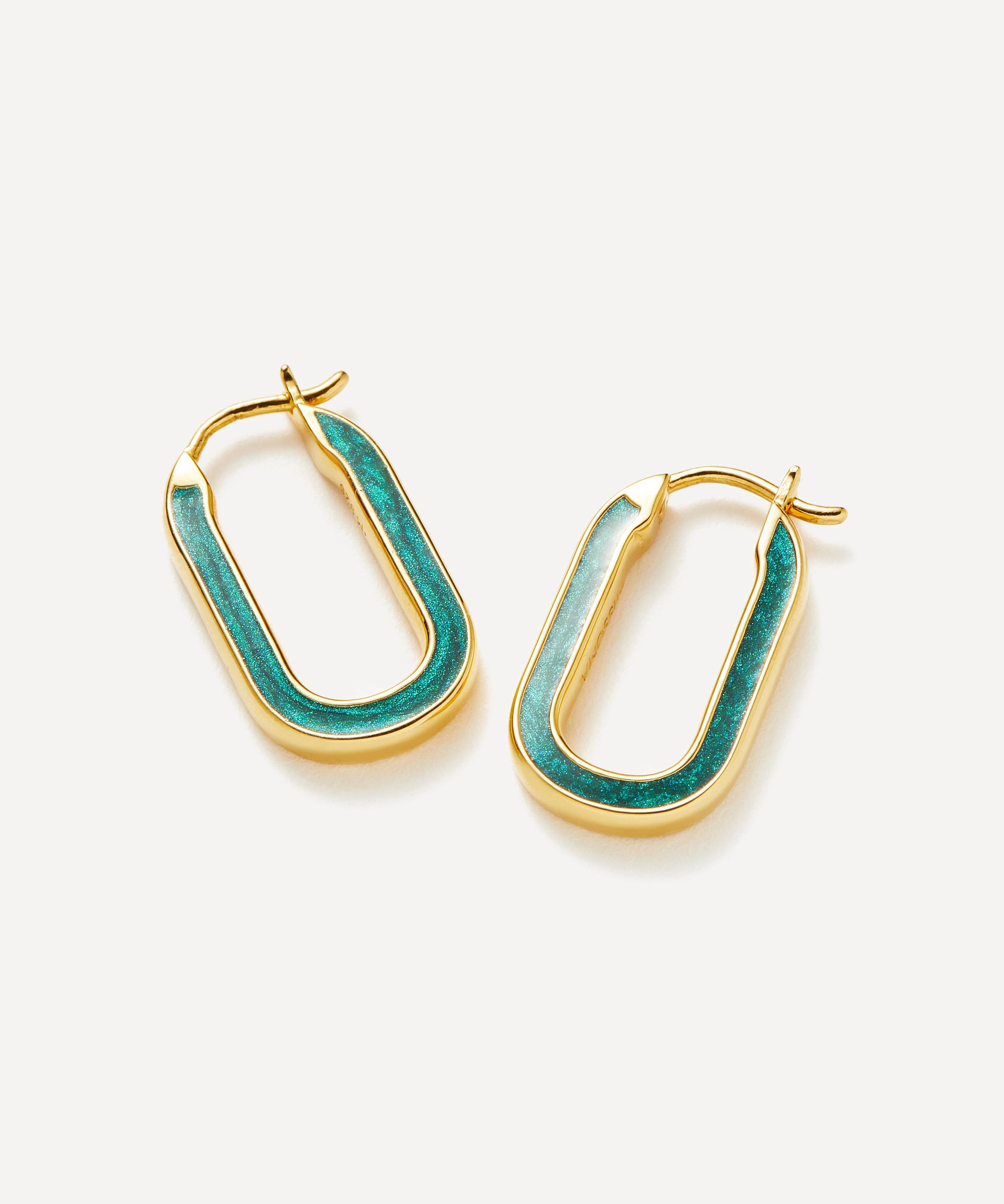 Missoma - 18ct Gold-Plated Vermeil Silver Enamel Haze Small Ovate Hoop Earrings image number 3