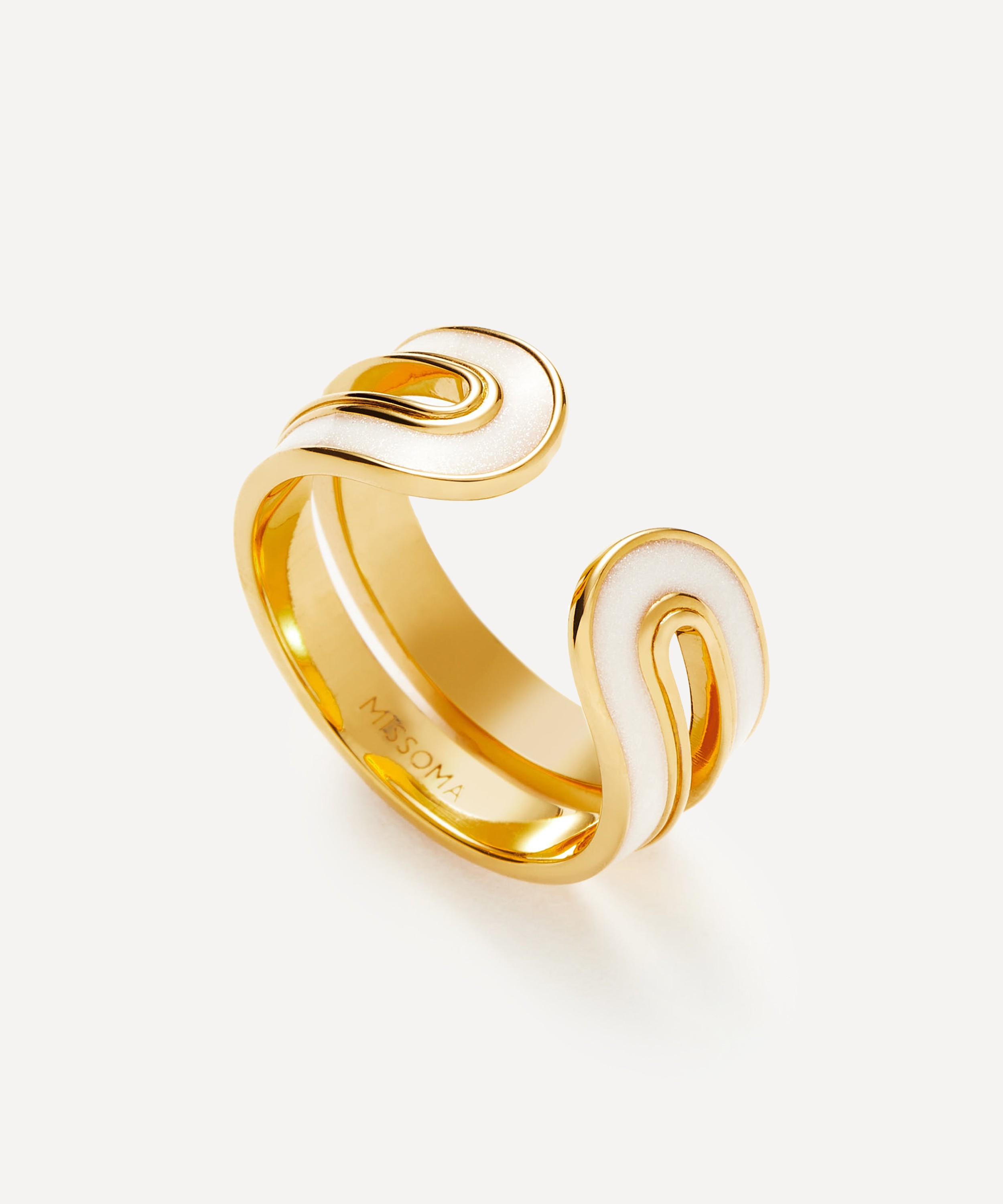 Missoma - 18ct Gold-Plated Vermeil Silver Enamel Haze Ovate Open Ring image number 3