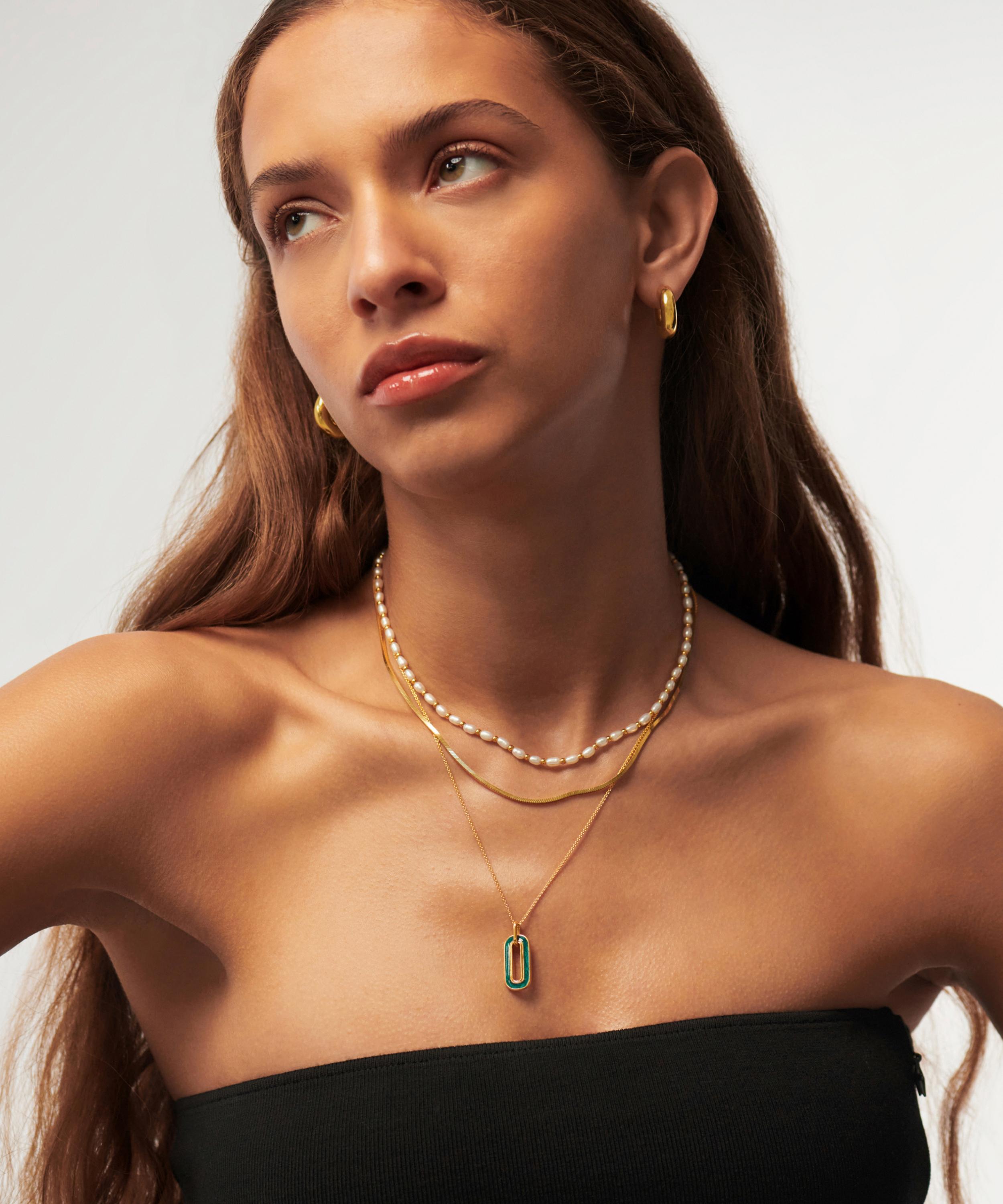 Missoma - 18ct Gold-Plated Vermeil Silver Enamel Haze Ovate Pendant Necklace image number 1