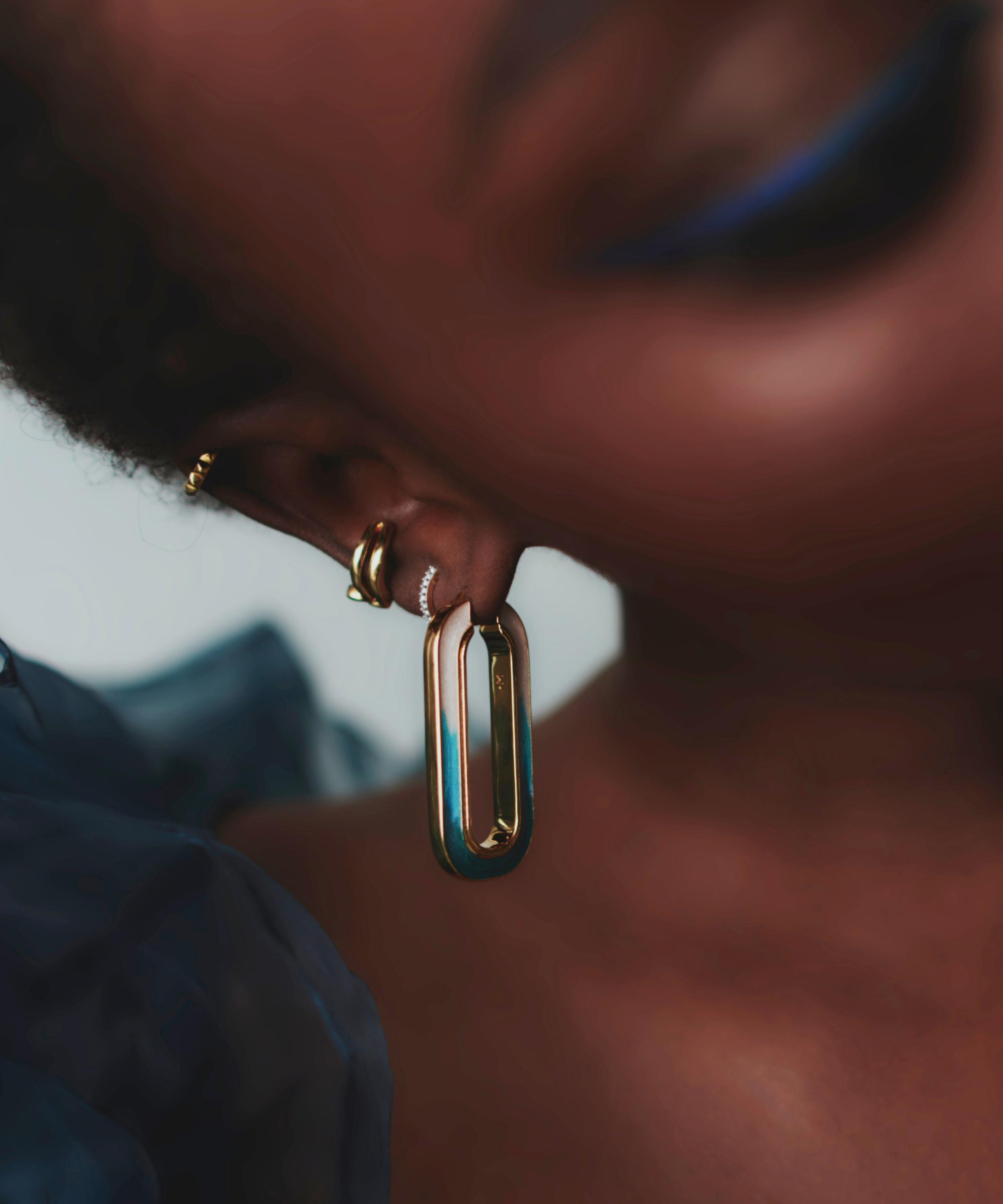 Missoma - 18ct Gold-Plated Enamel Haze Ombré Oversized Ovate Hoop Earrings image number 1