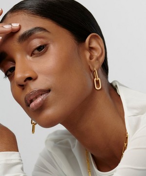 Missoma - 18ct Gold-Plated Convertible Ovate Double Link Hoop Earrings image number 2