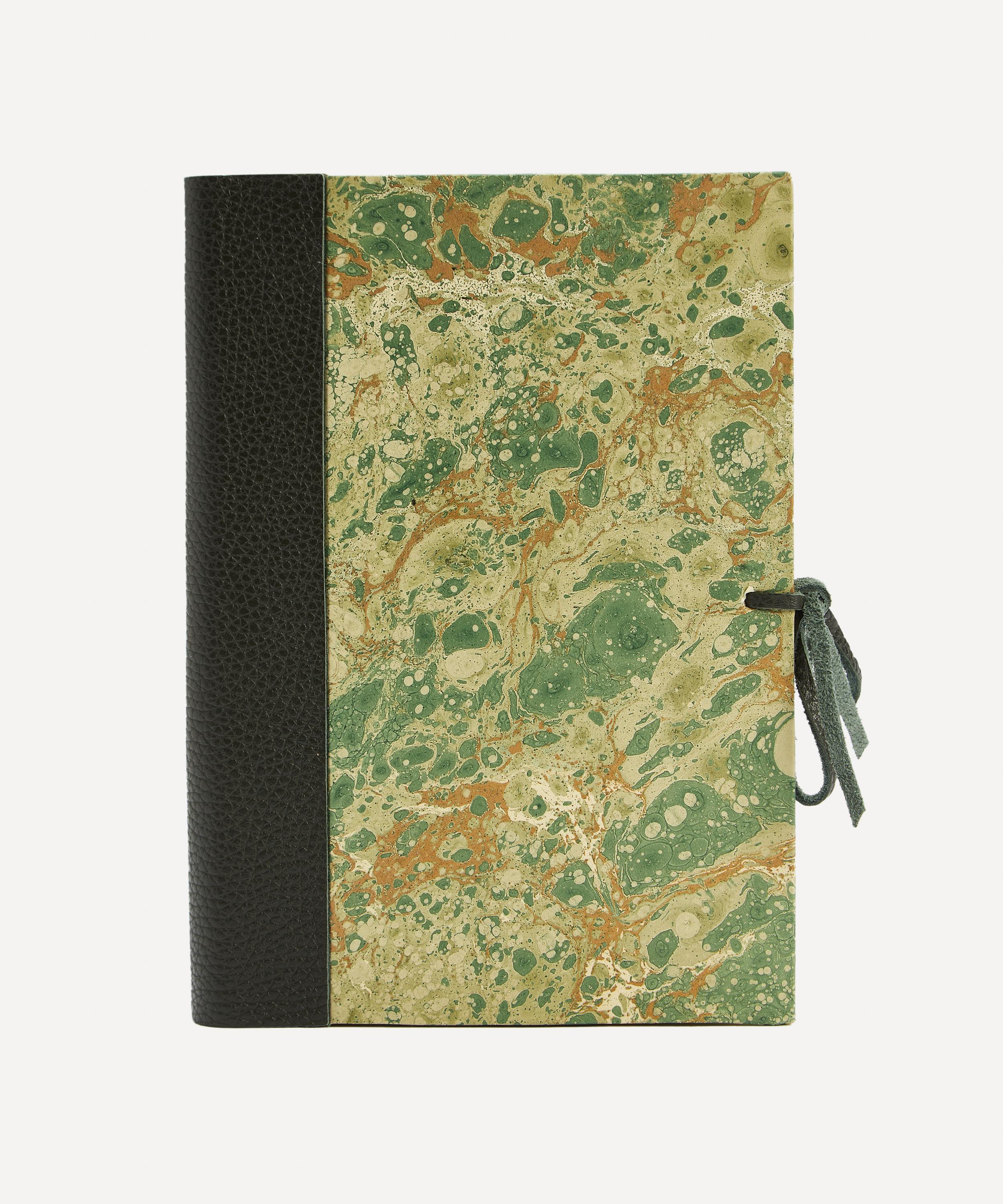 Giannini Marbled Notebook with Leather Spine and Tie