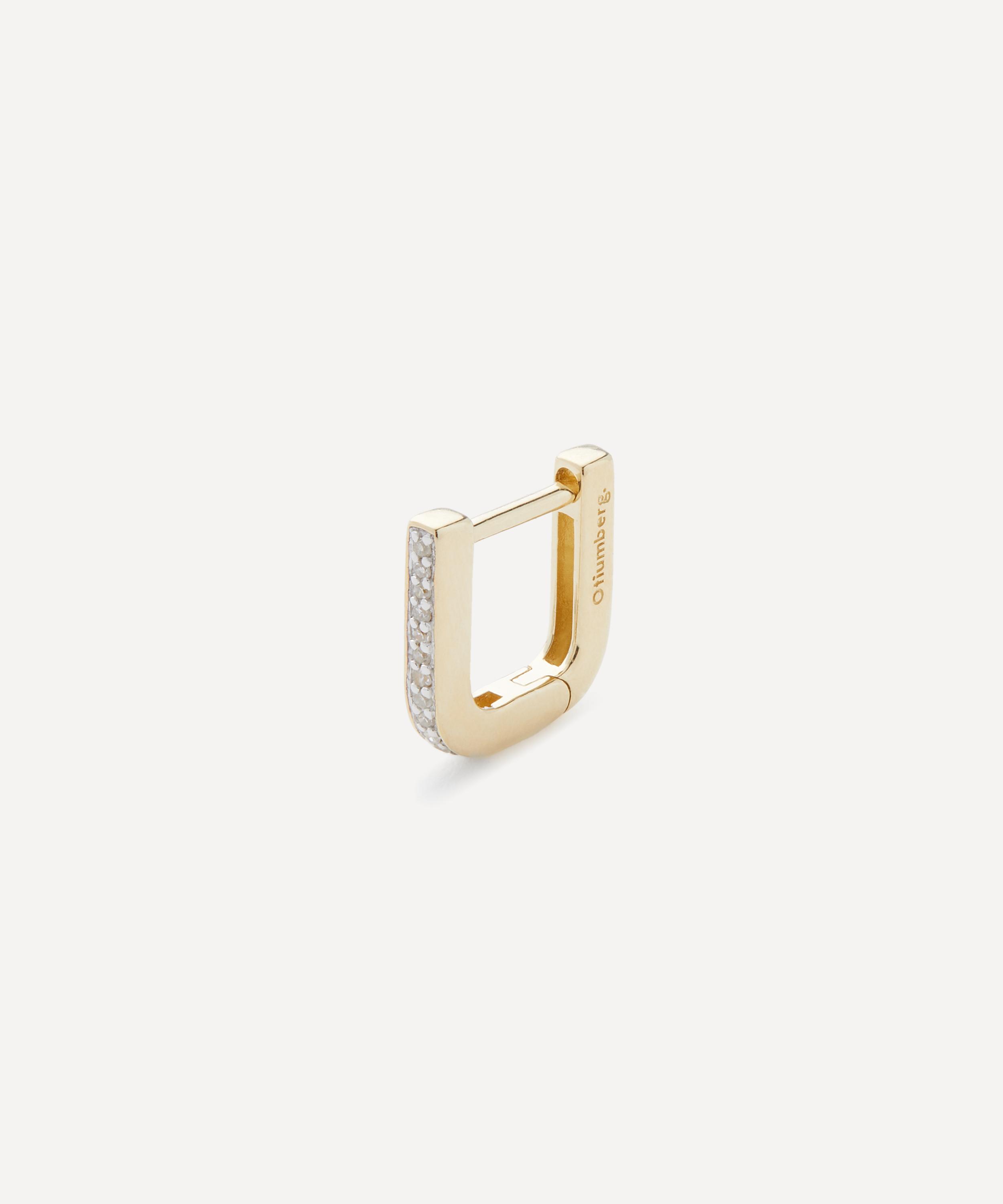 Otiumberg - 9ct Gold Small Diamond Edge Square Huggie Hoop Earring image number 0