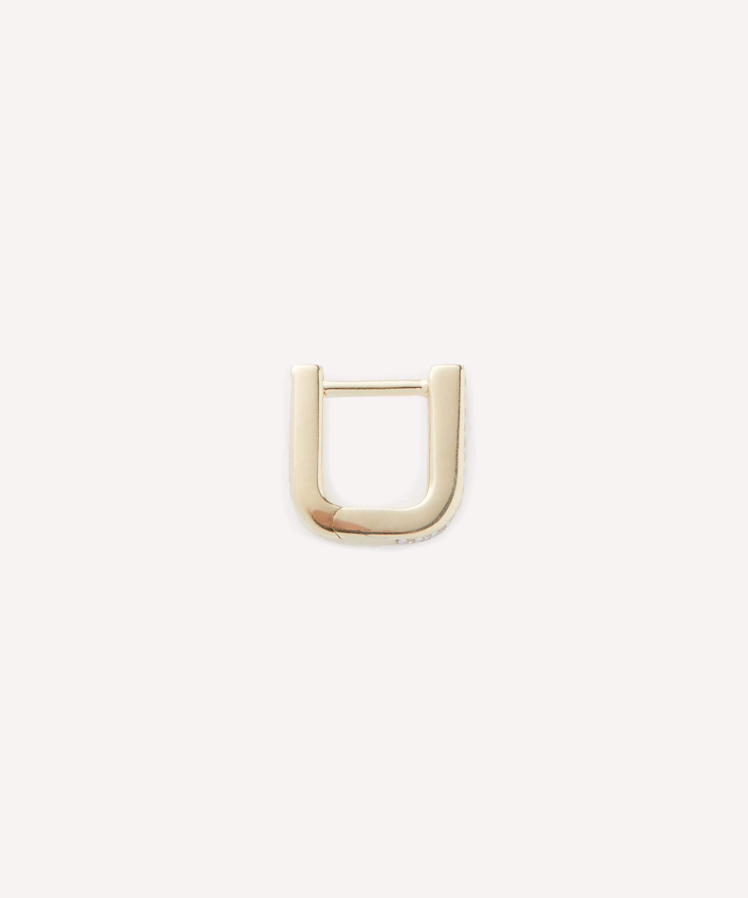 Otiumberg - 9ct Gold Small Diamond Edge Square Huggie Hoop Earring image number 2