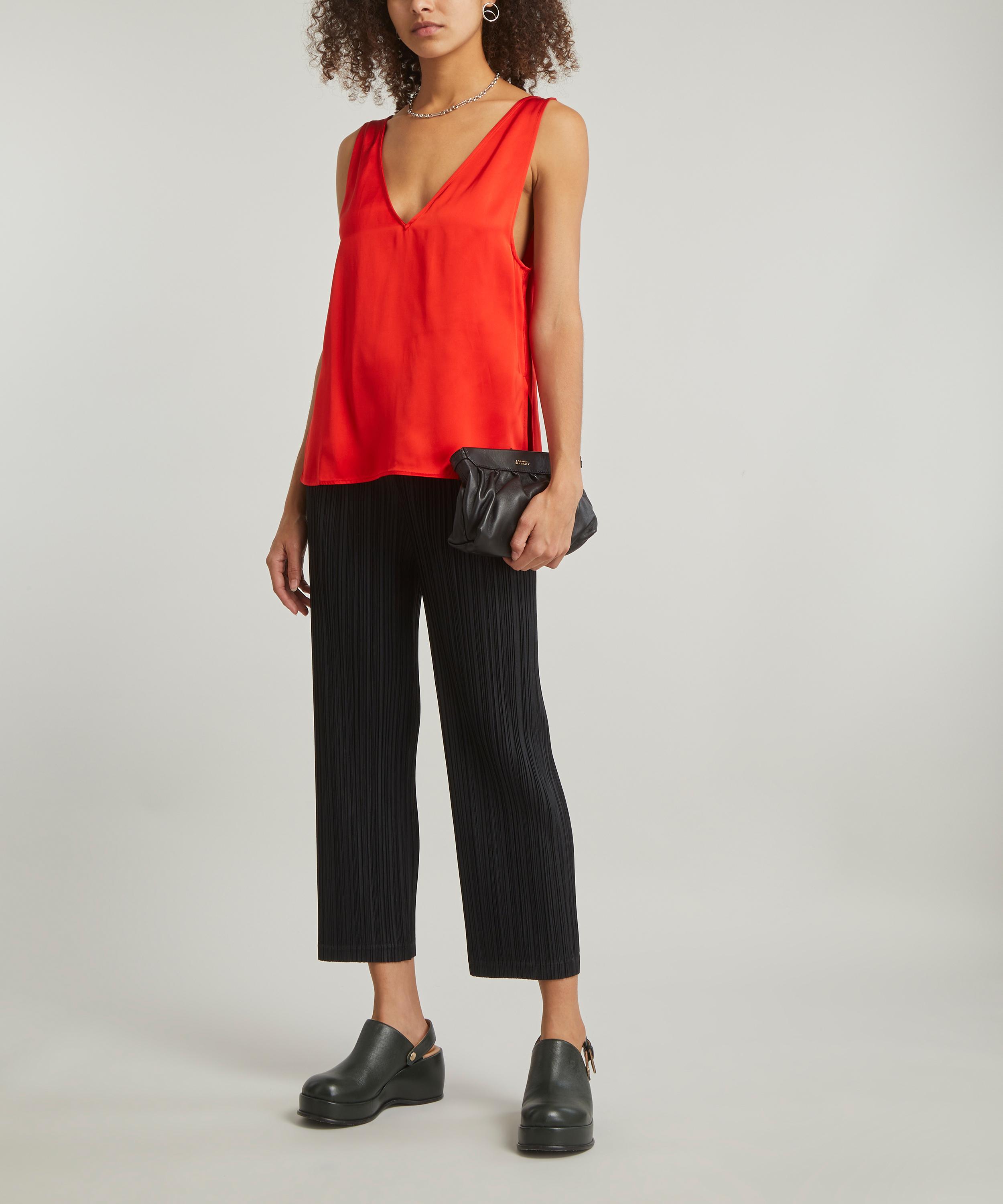 Express, Editor High Waisted Twill Straight Ankle Pant in Lipstick Red