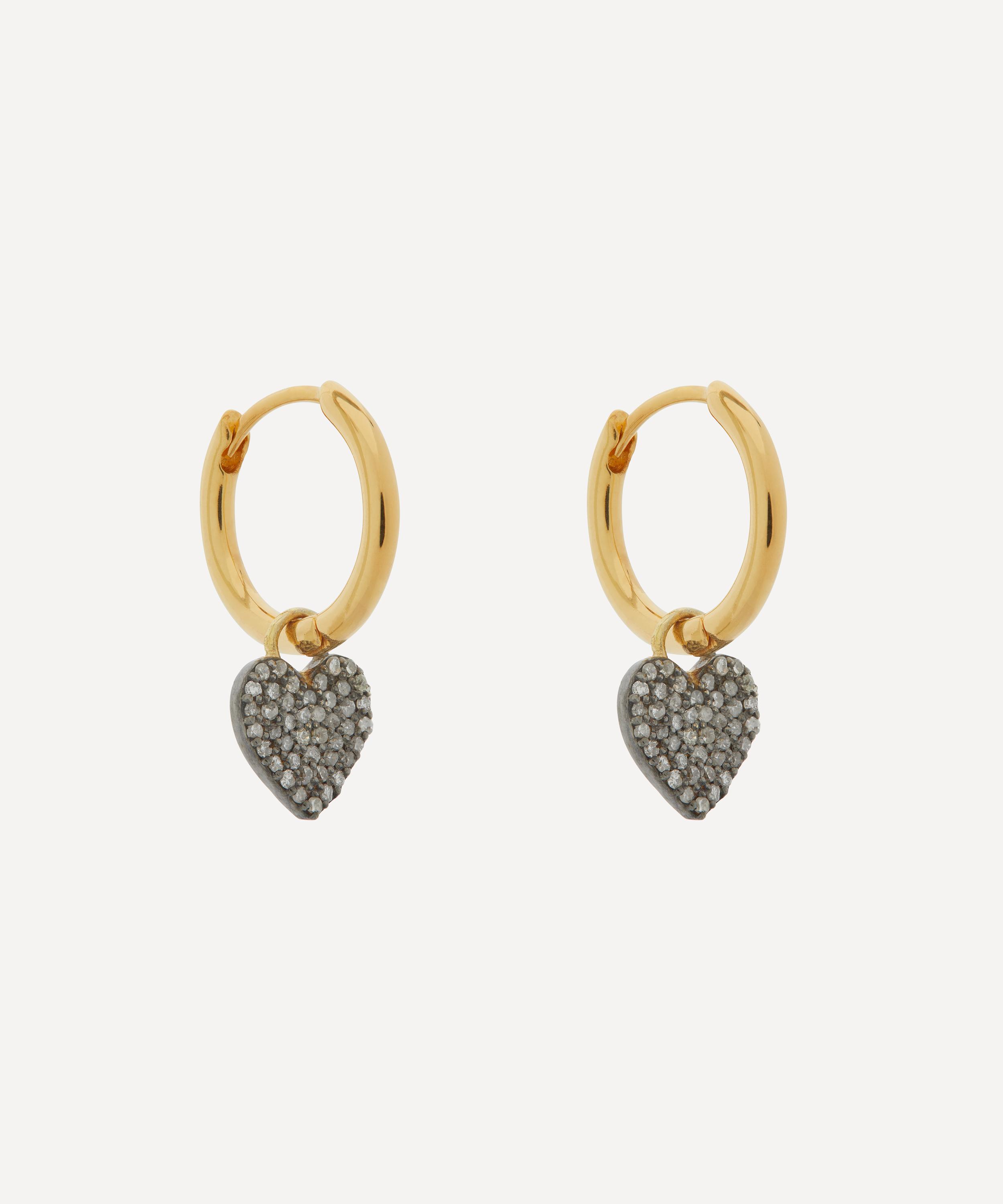 Kirstie Le Marque - Gold-Plated Diamond Heart Hoop Earrings image number 0