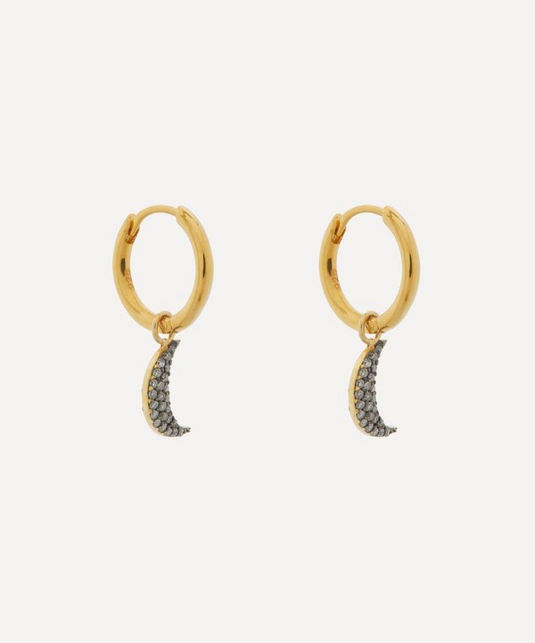 Kirstie Le Marque - Gold-Plated Diamond Moon Hoop Earrings image number null