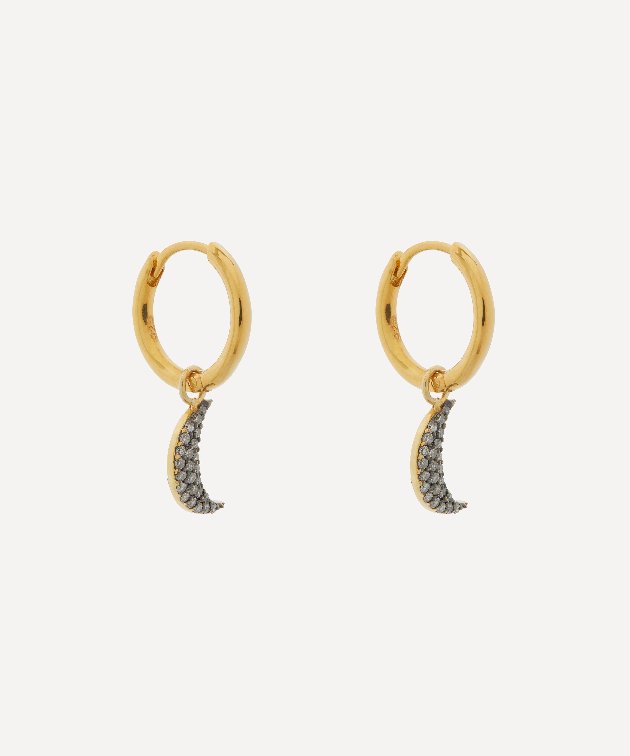 Kirstie Le Marque - Gold-Plated Diamond Moon Hoop Earrings image number 0