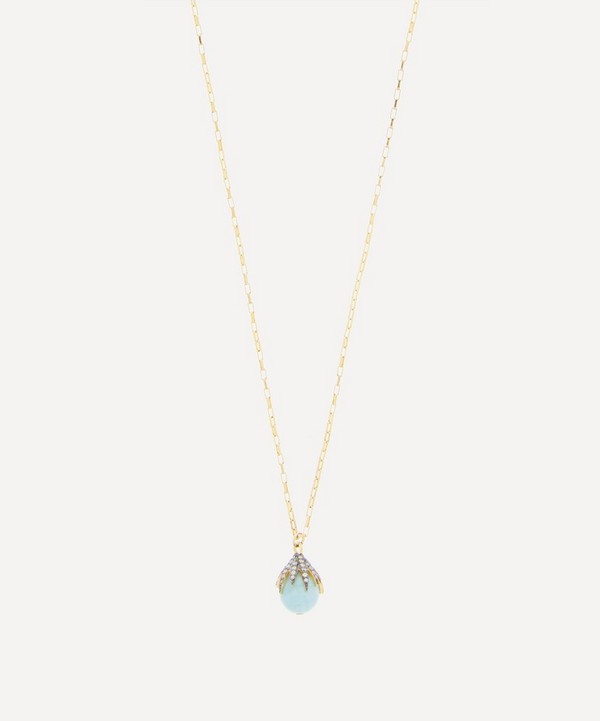 Kirstie Le Marque - Gold-Plated Diamond Claw and Aquamarine Pendant Necklace image number null