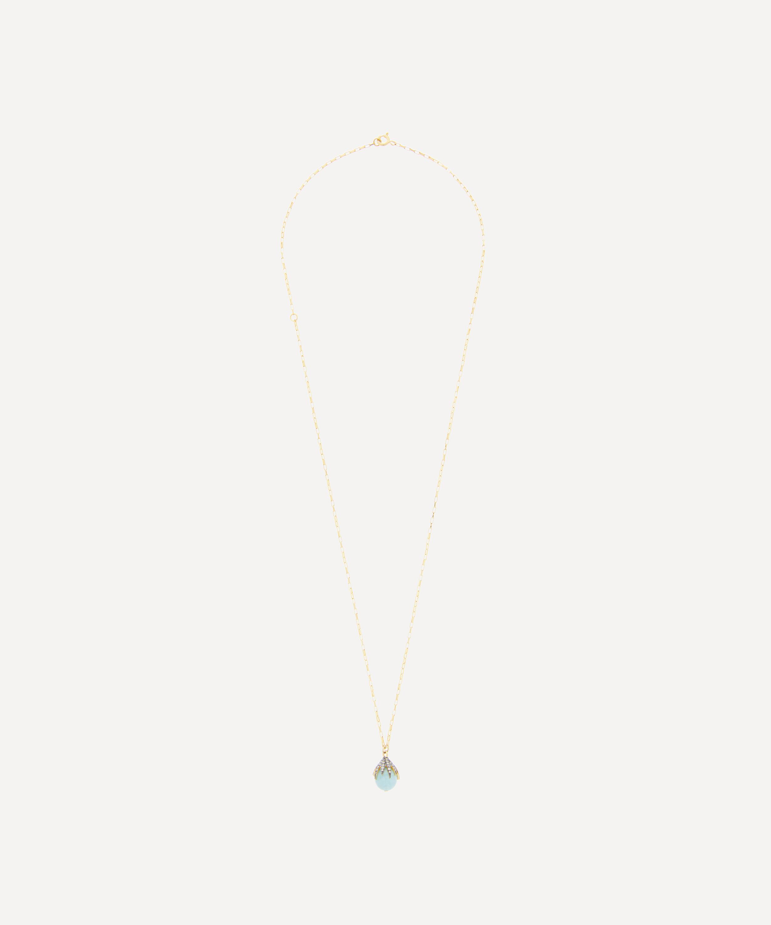 Kirstie Le Marque - Gold-Plated Diamond Claw and Aquamarine Pendant Necklace image number 2