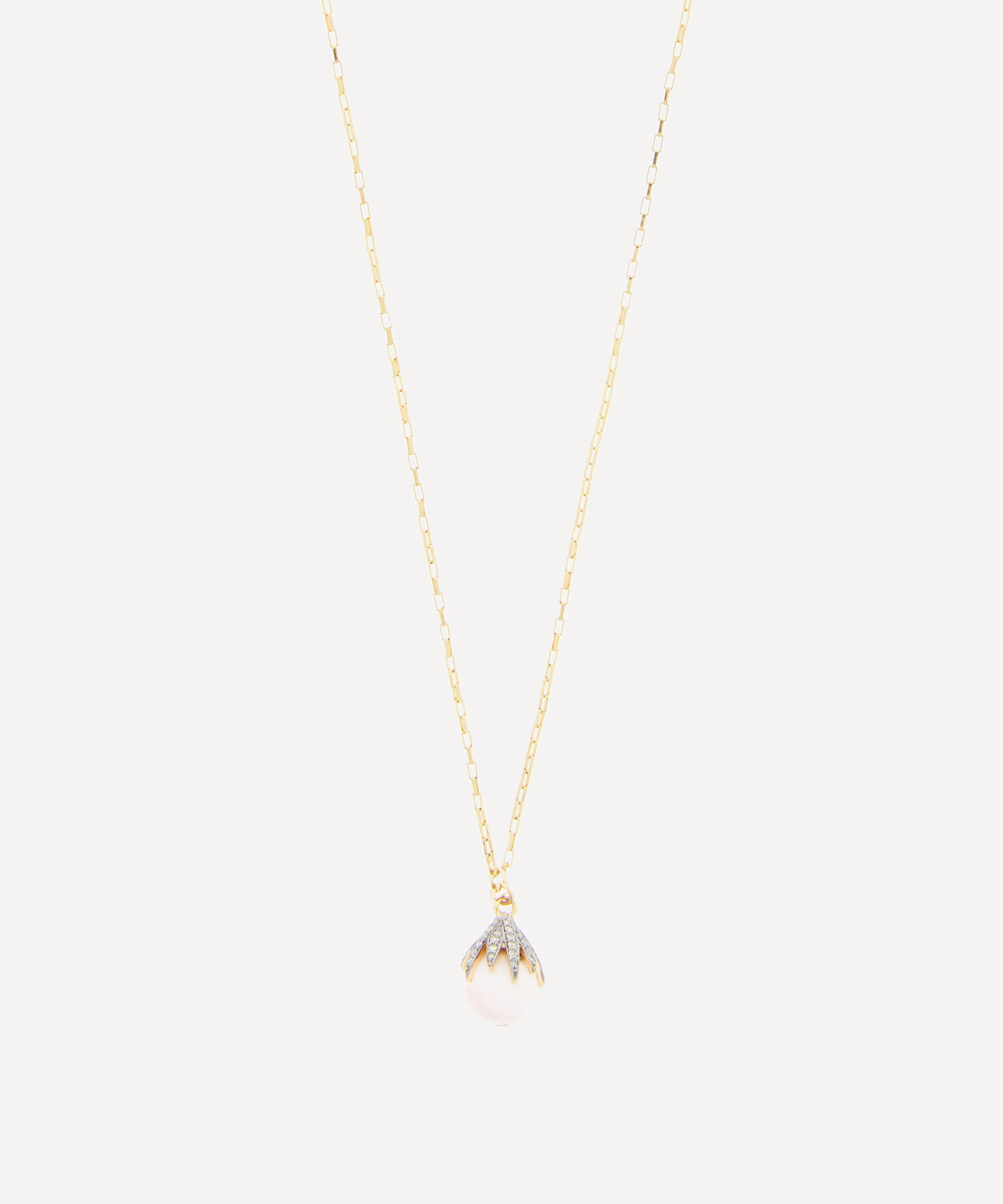 Kirstie Le Marque - Gold-Plated Diamond Claw and Pink Opal Pendant Necklace image number 0