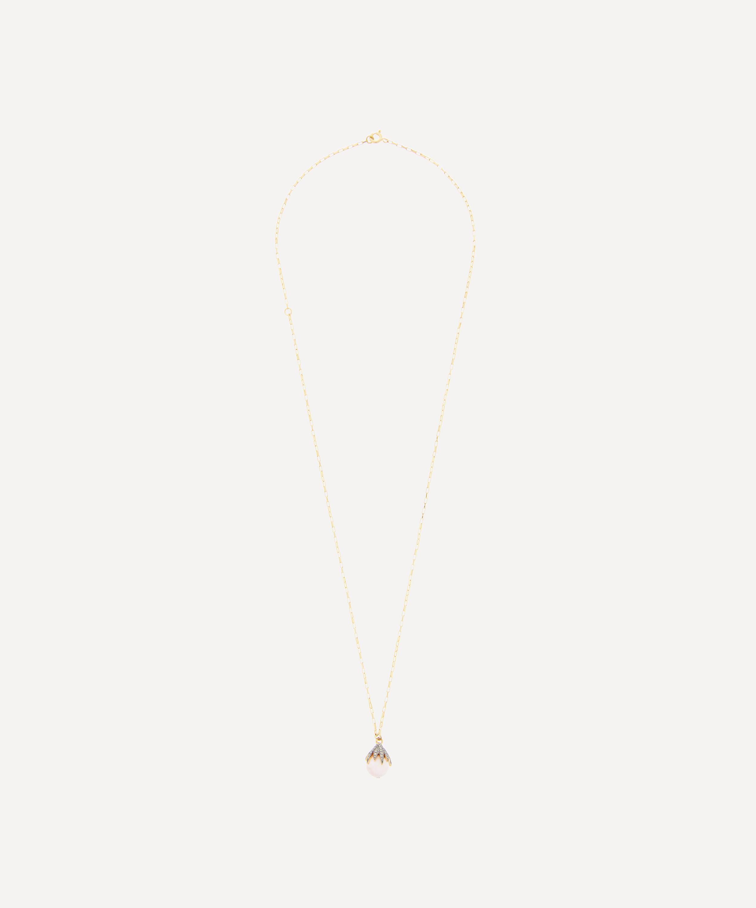 Kirstie Le Marque - Gold-Plated Diamond Claw and Pink Opal Pendant Necklace image number 2