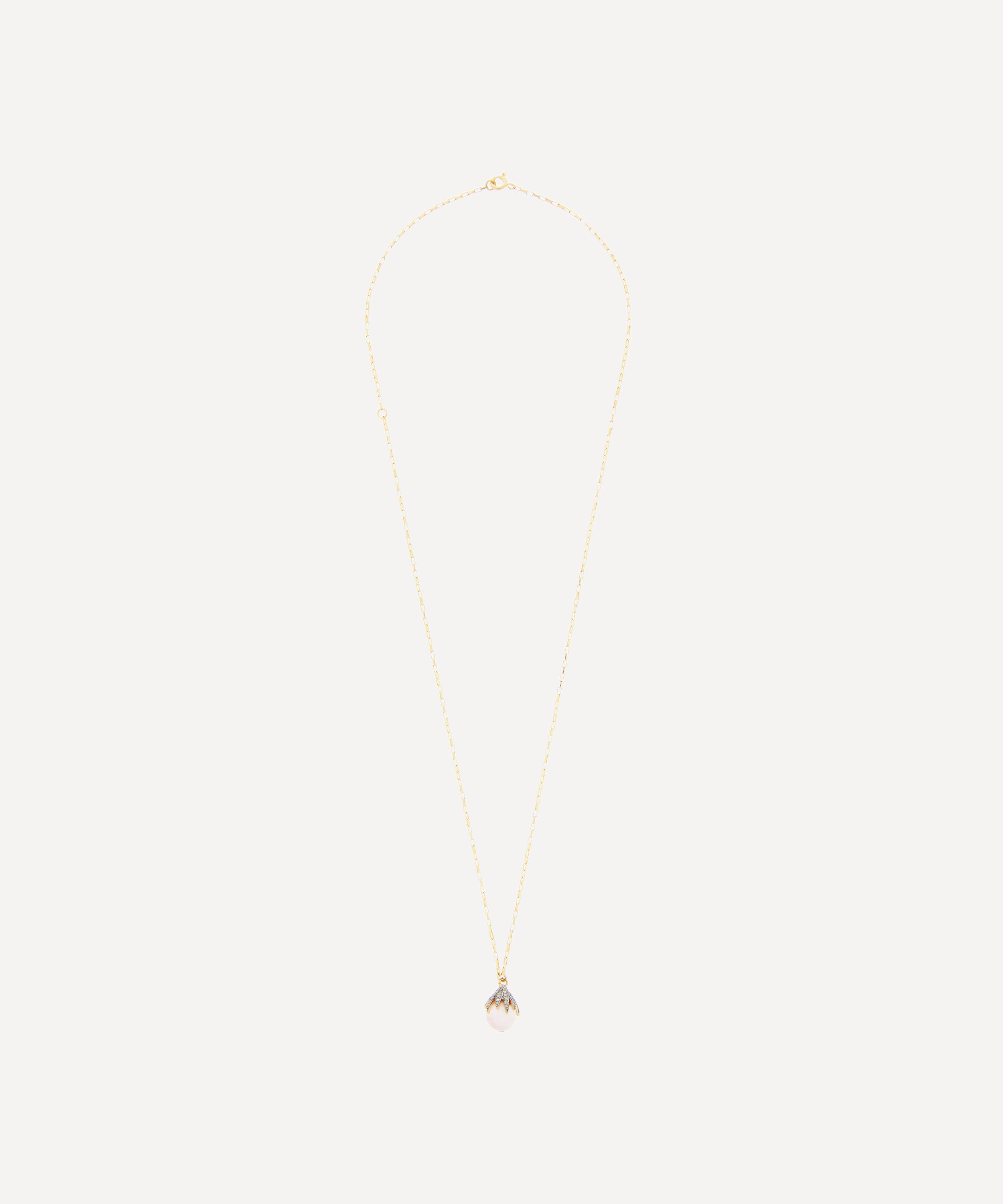 Kirstie Le Marque - Gold-Plated Diamond Claw and Pink Opal Pendant Necklace image number 2