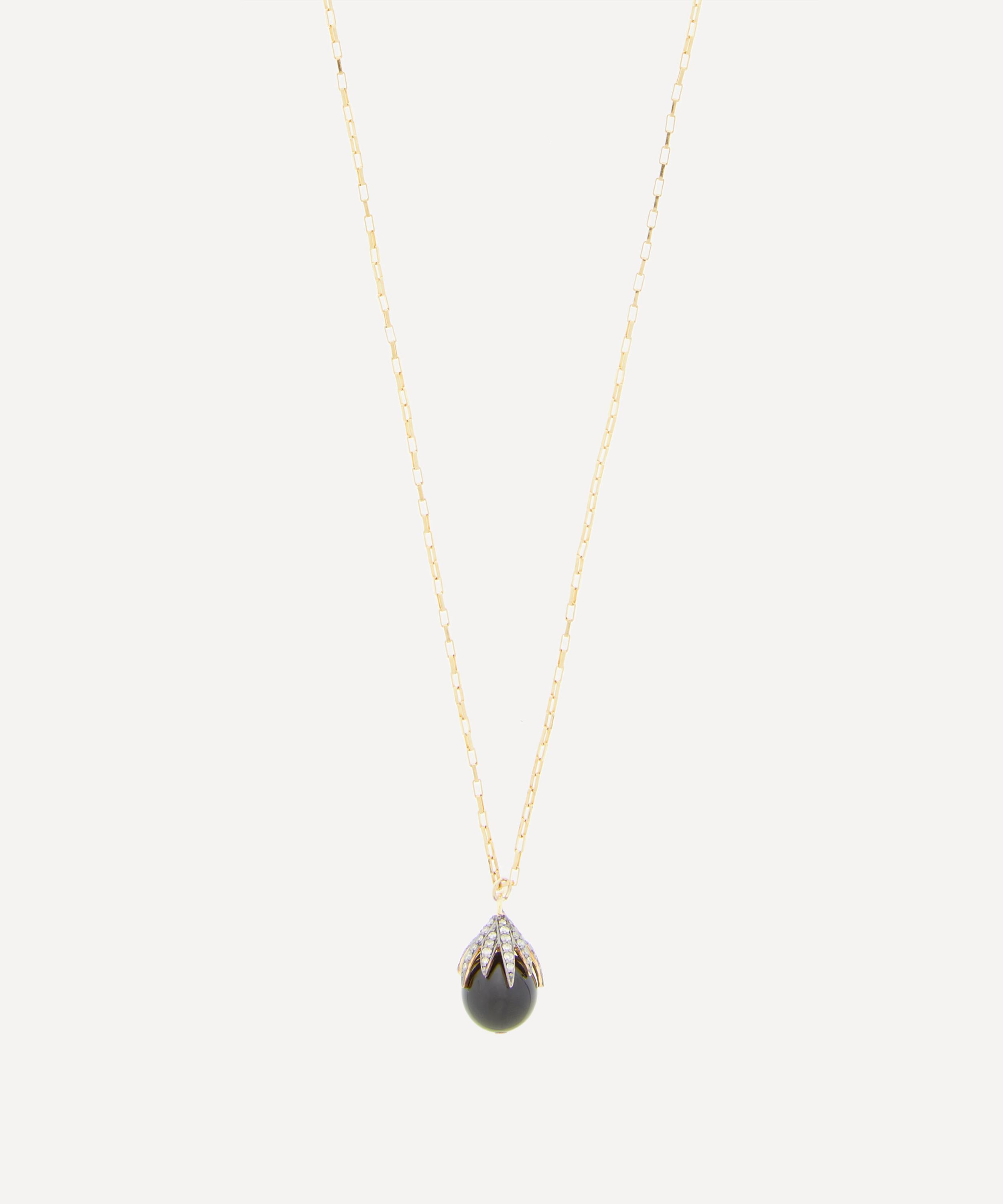 Kirstie Le Marque - Gold-Plated Diamond Claw and Black Onyx Pendant Necklace image number 0