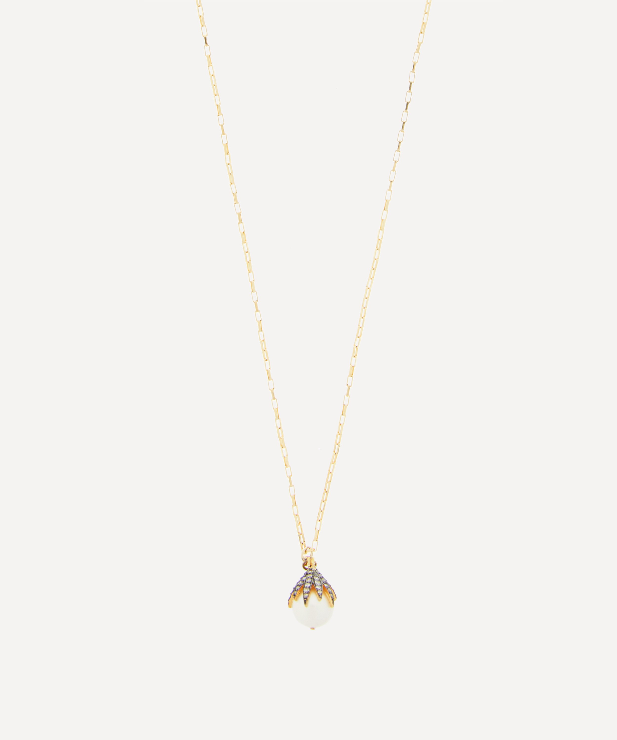 Kirstie Le Marque - Gold-Plated Diamond Claw and Pearl Pendant Necklace
