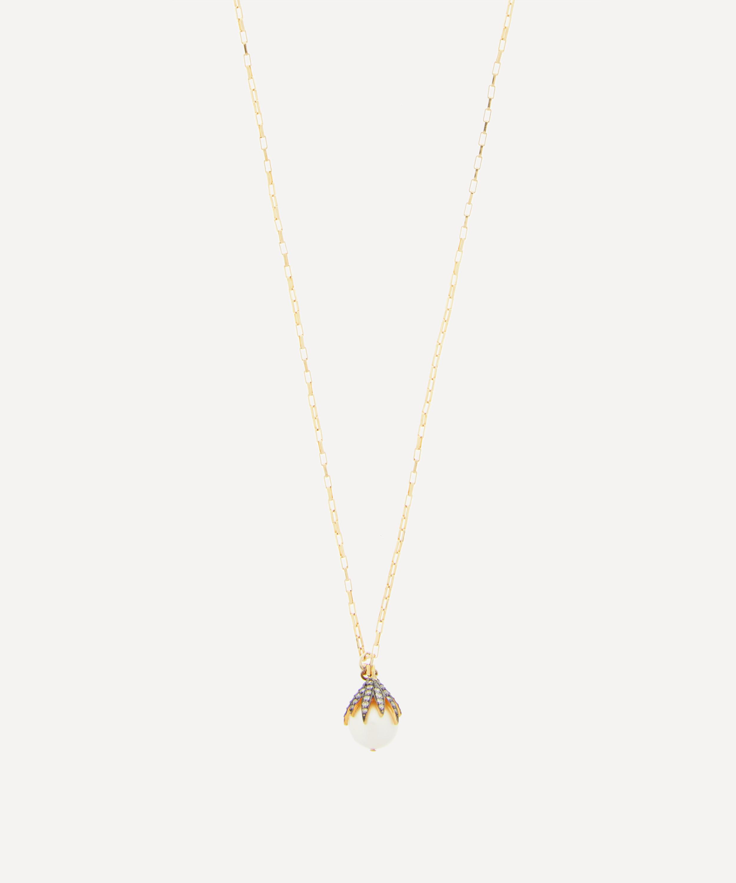 Kirstie Le Marque - Gold-Plated Diamond Claw and Pearl Pendant Necklace image number 0