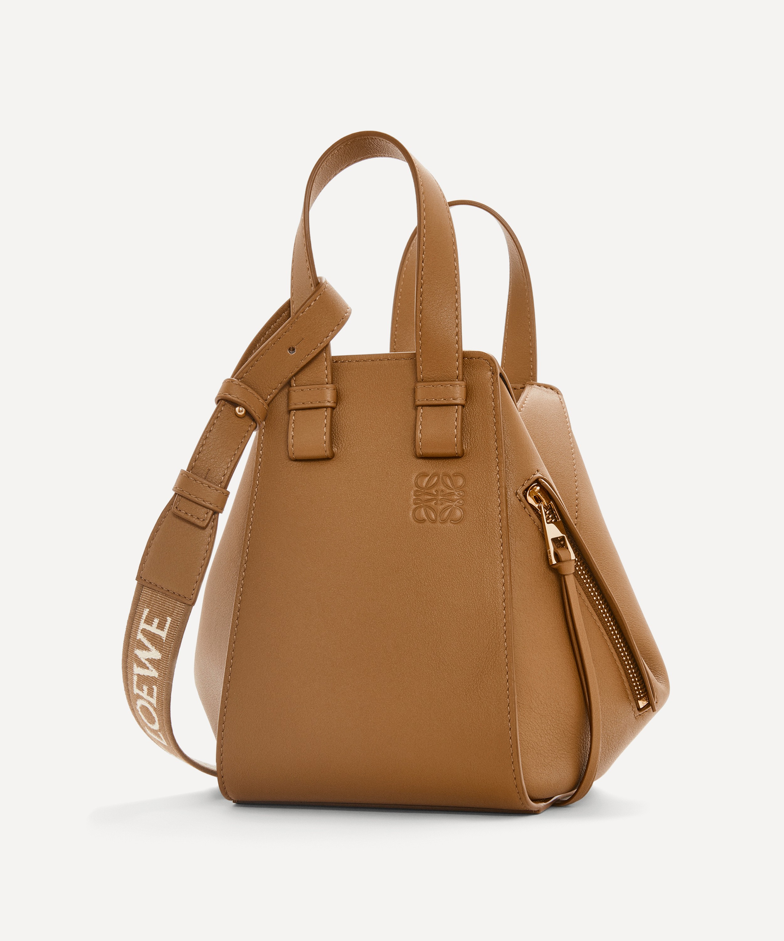Hammock Compact Leather Tote Bag in Brown - Loewe