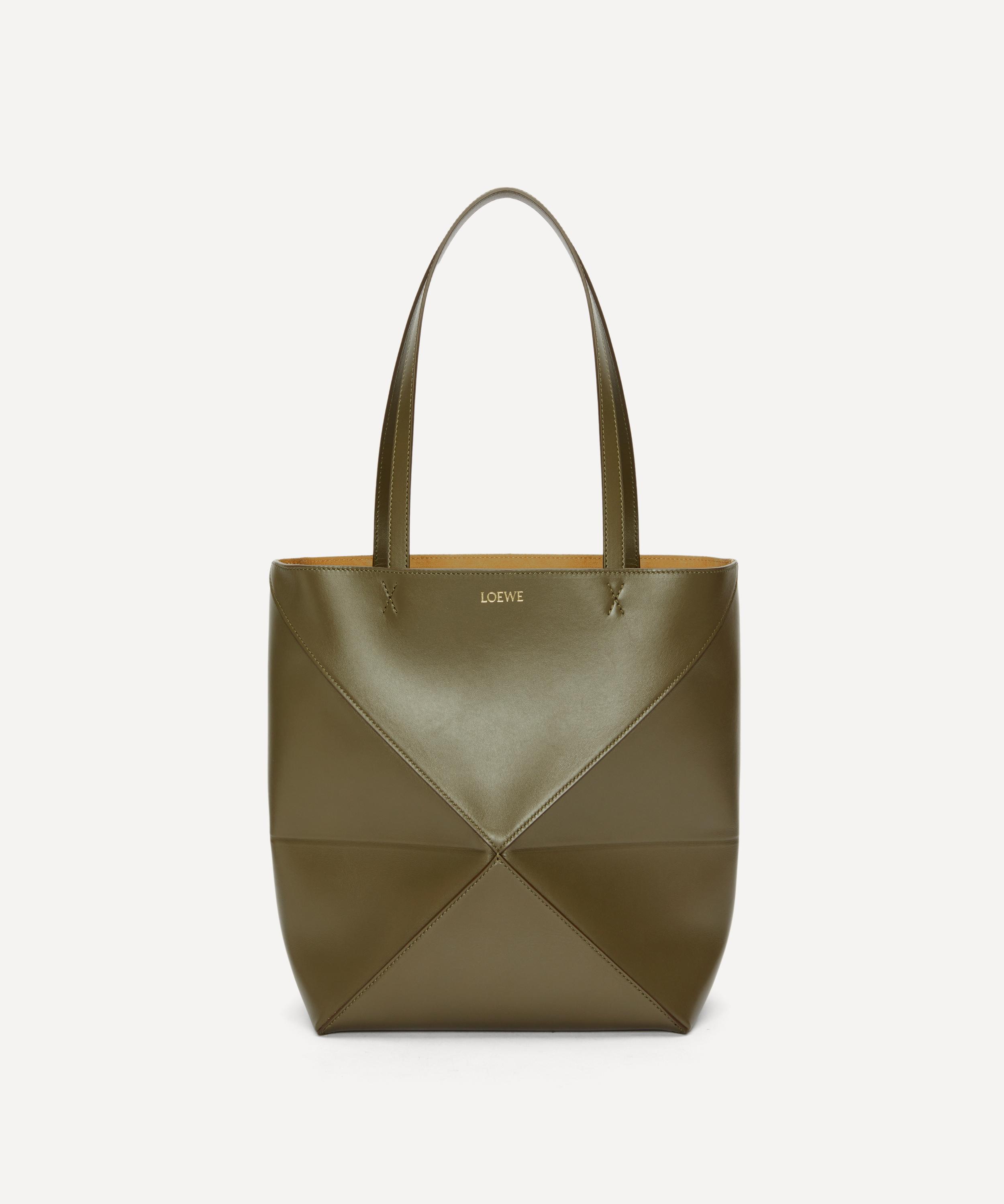 Loewe Mini Puzzle Bag Patchwork Calfskin In Green/Olive