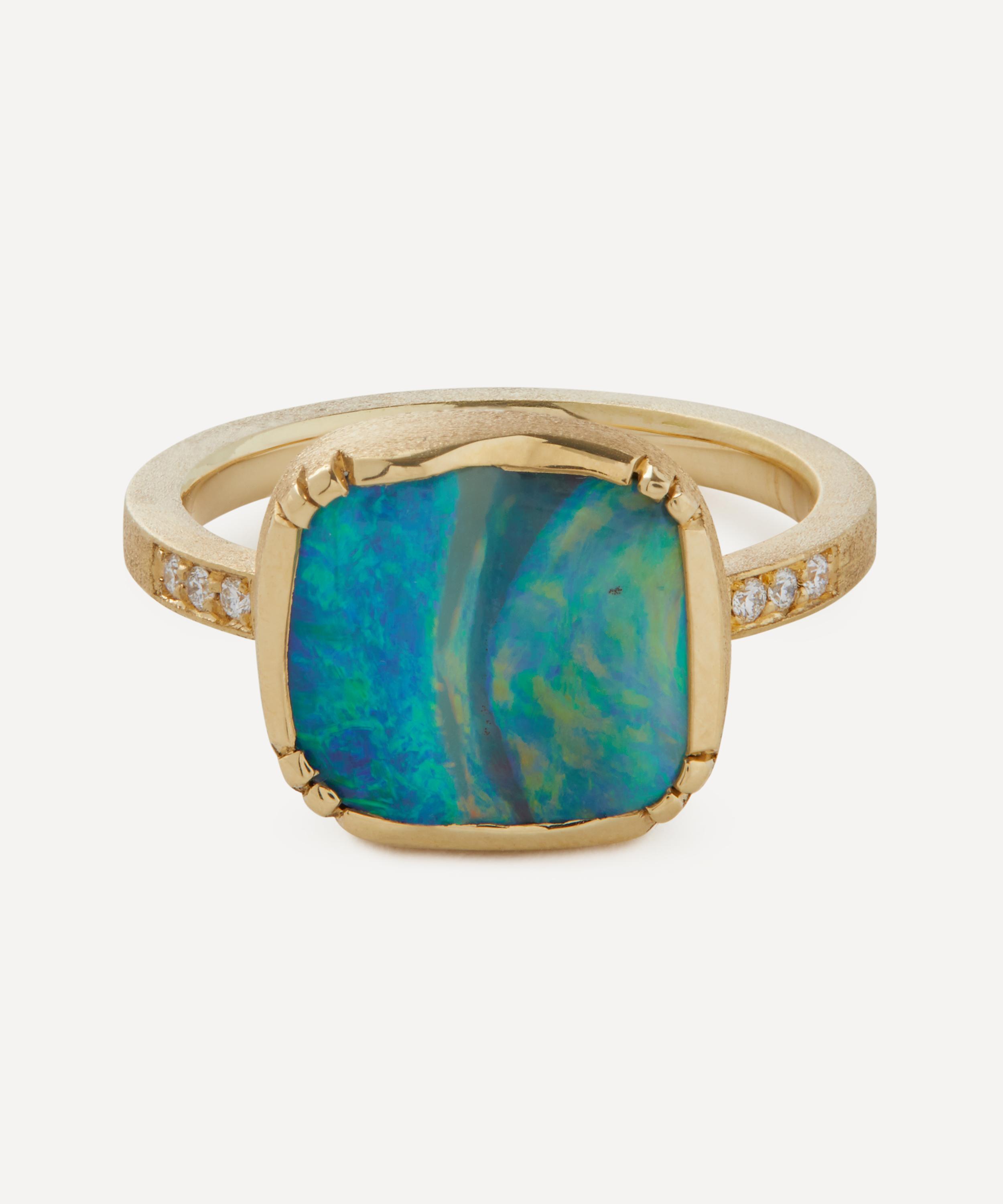 Brooke Gregson - 18ct Gold Boulder Opal Ellipse Diamond Ring image number 0