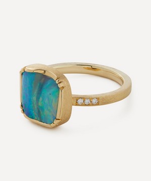 Brooke Gregson - 18ct Gold Boulder Opal Ellipse Diamond Ring image number 2