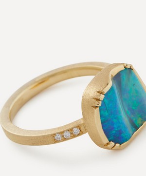 Brooke Gregson - 18ct Gold Boulder Opal Ellipse Diamond Ring image number 3
