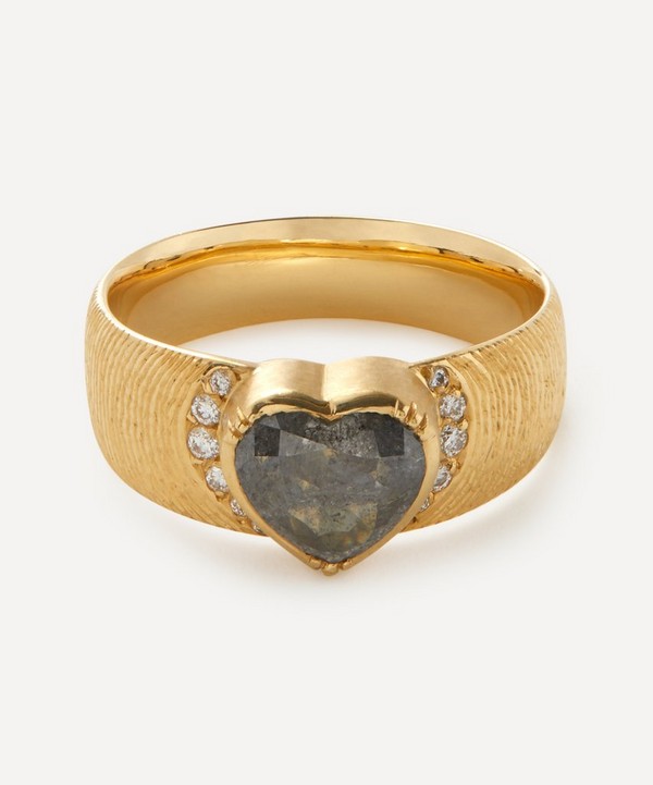 Brooke Gregson - 18ct Gold Artemis Engraved Diamond Heart Ring image number null